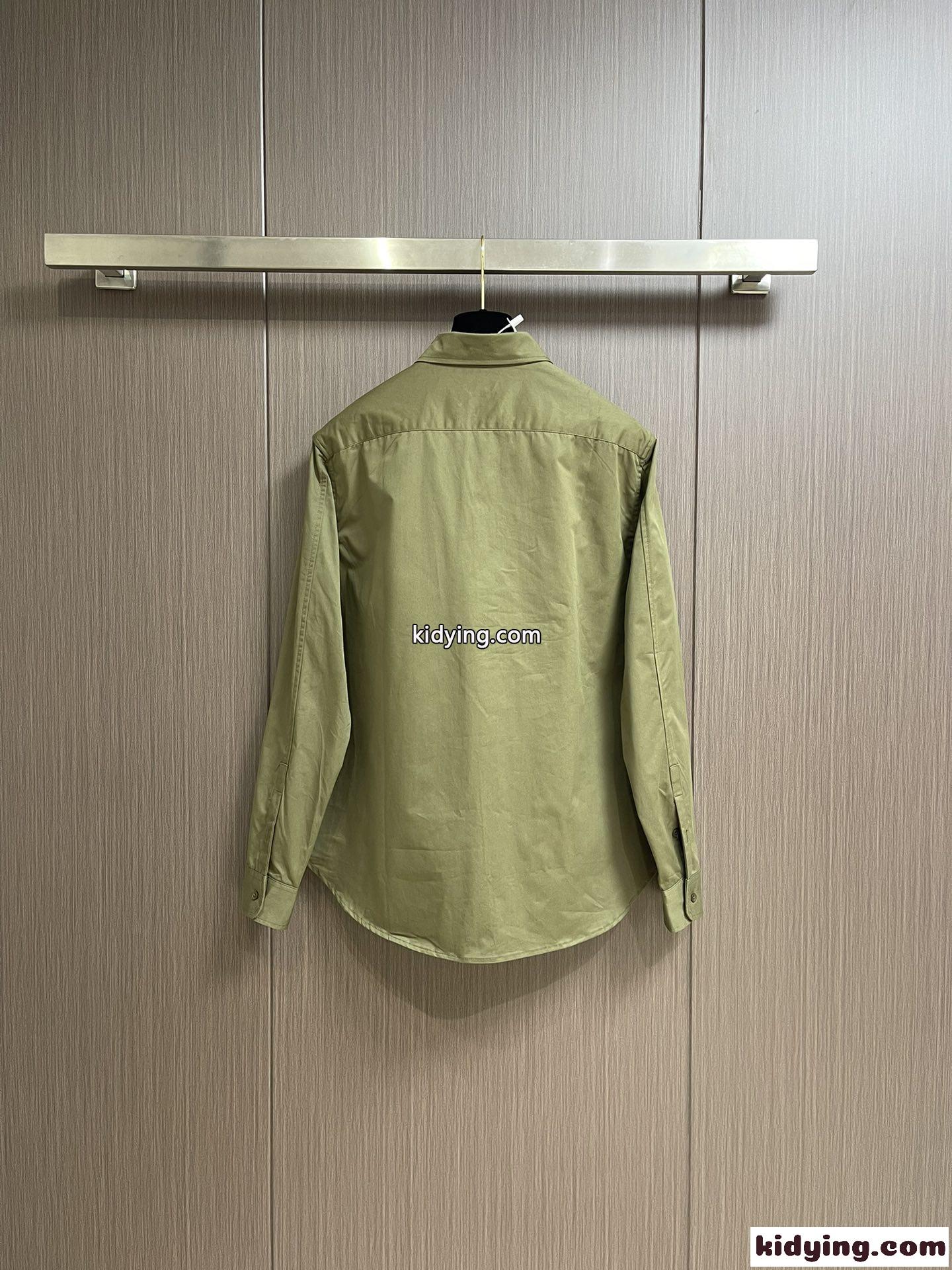カジュアル コットン ロングスリーブシャツ ロエベ シャツ コピー グリーン-2