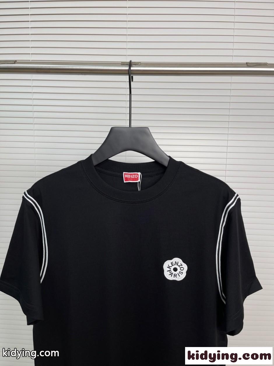 カジュアル コットン 半袖Tシャツ ケンゾー Tシャツ コピー ブラック-2