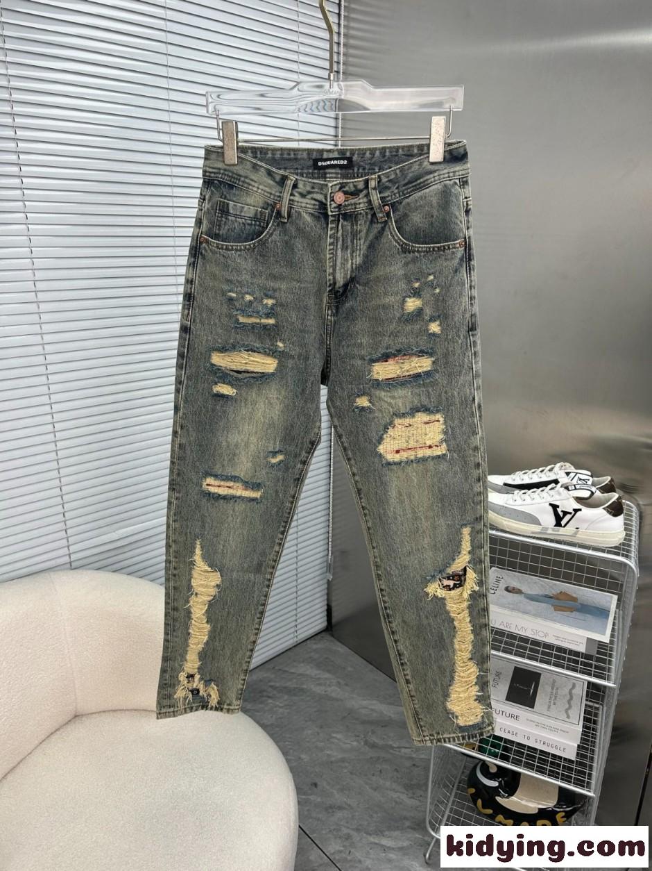 スタイリッシュ ダメージ加工 デニムパンツ ディースクエアード ジーンズ 偽物-1