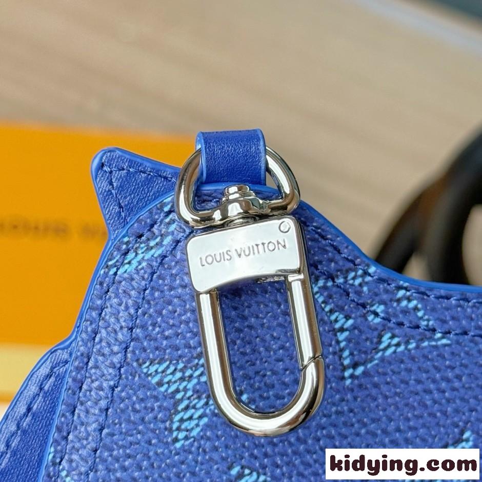 ルイ・ヴィトン キーホルダー 偽物 バッグチャーム・LV オウル ブルー-4
