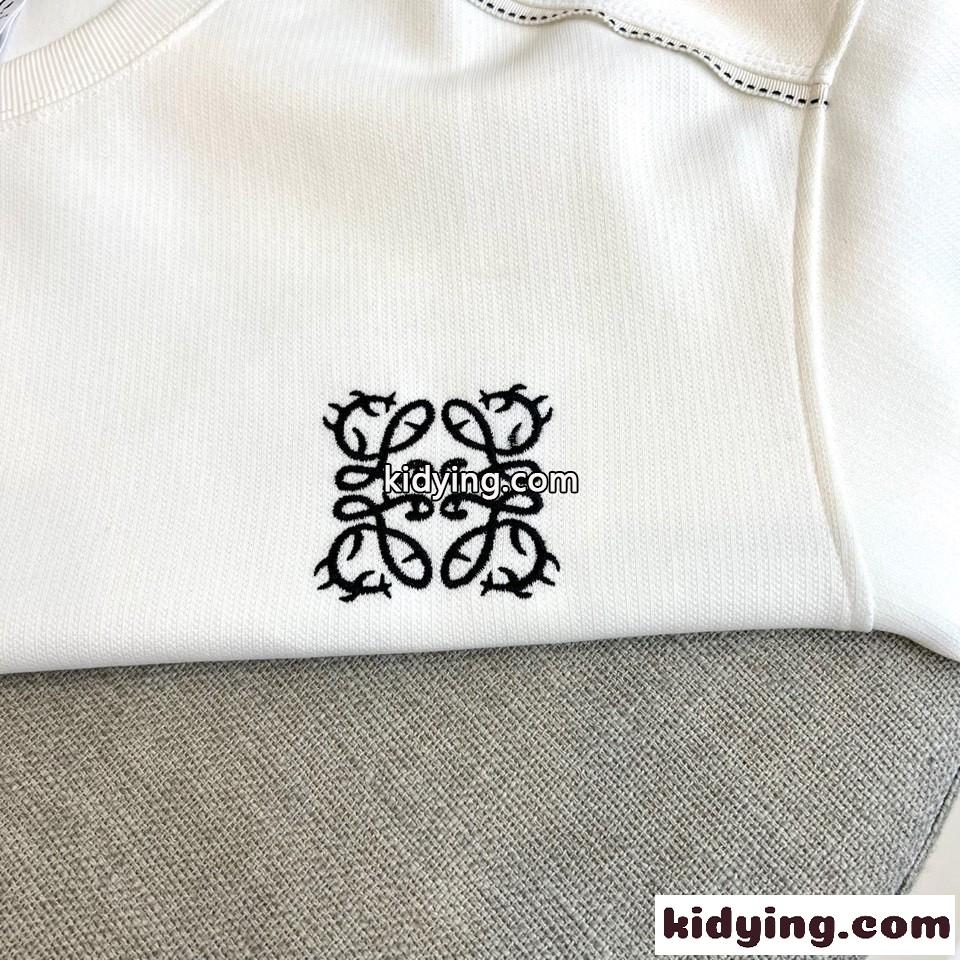 アナグラム刺繍 クルーネック スウェットシャツ ロエベ Tシャツ 偽物 ホワイト-2