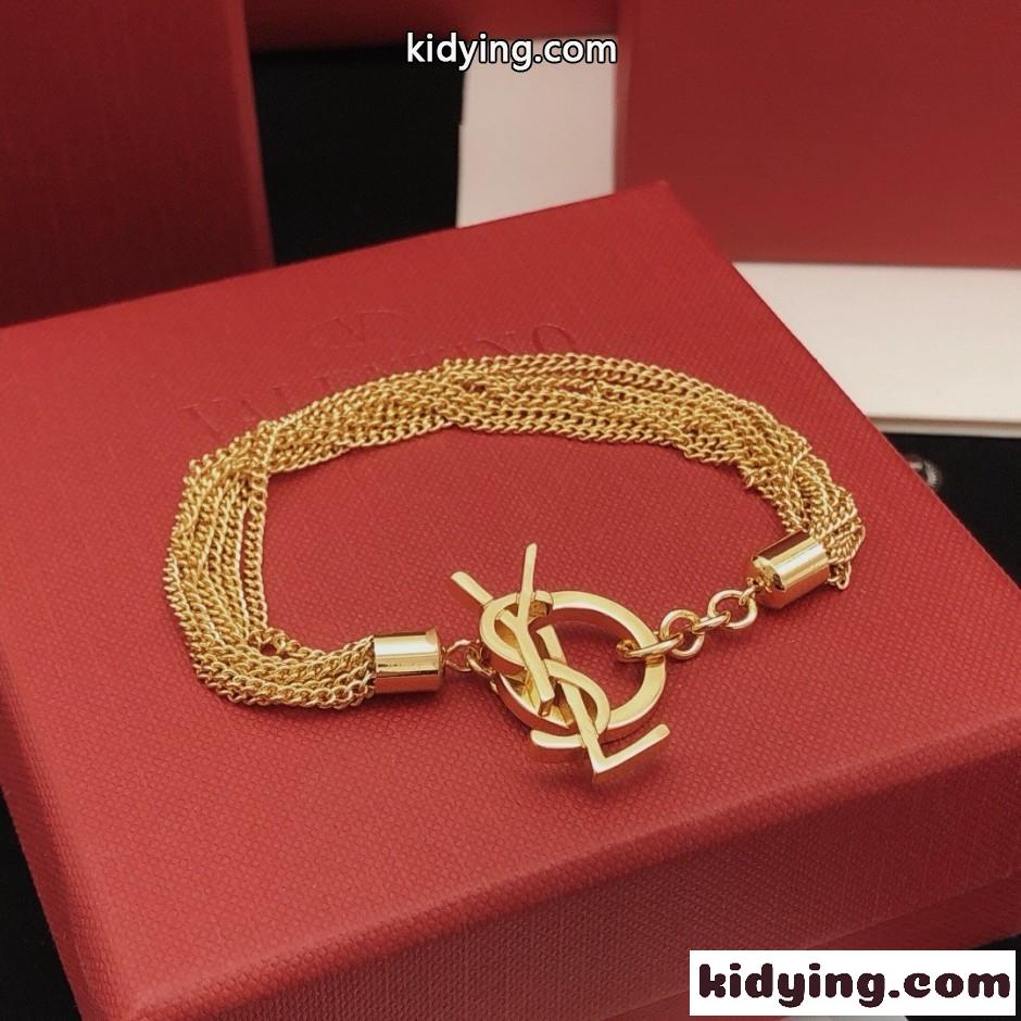 YSLロゴ マルチチェーン ブレスレット イヴ・サンローラン 偽物-3