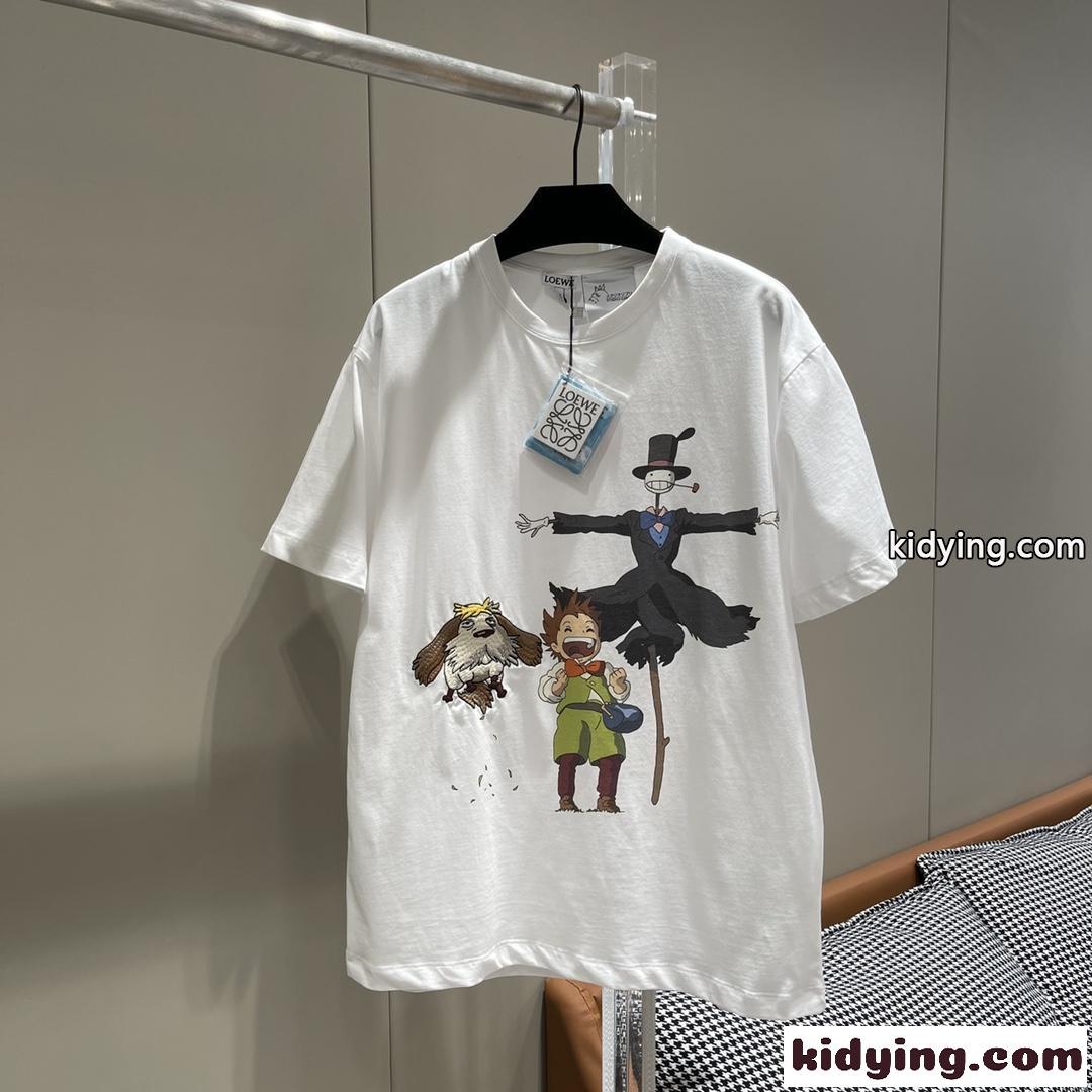 LOEWE x ジブリ ハウルの動く城 ヒン マルクル カブ 半袖Tシャツ ロエベ Tシャツ コピー-0