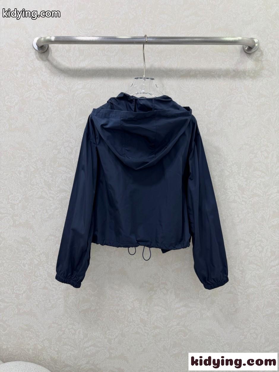 クロップド フーデッドジャケット ミュウミュウ ジャケット 偽物 ネイビー-4