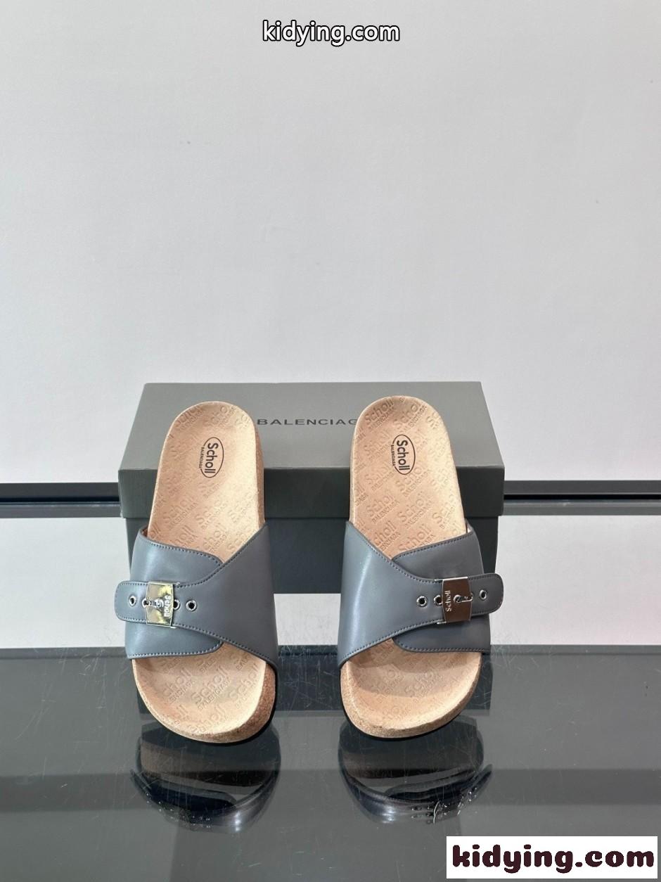BALENCIAGA × Scholl コラボレーション サンダル バレンシアガ コピー グレー-2