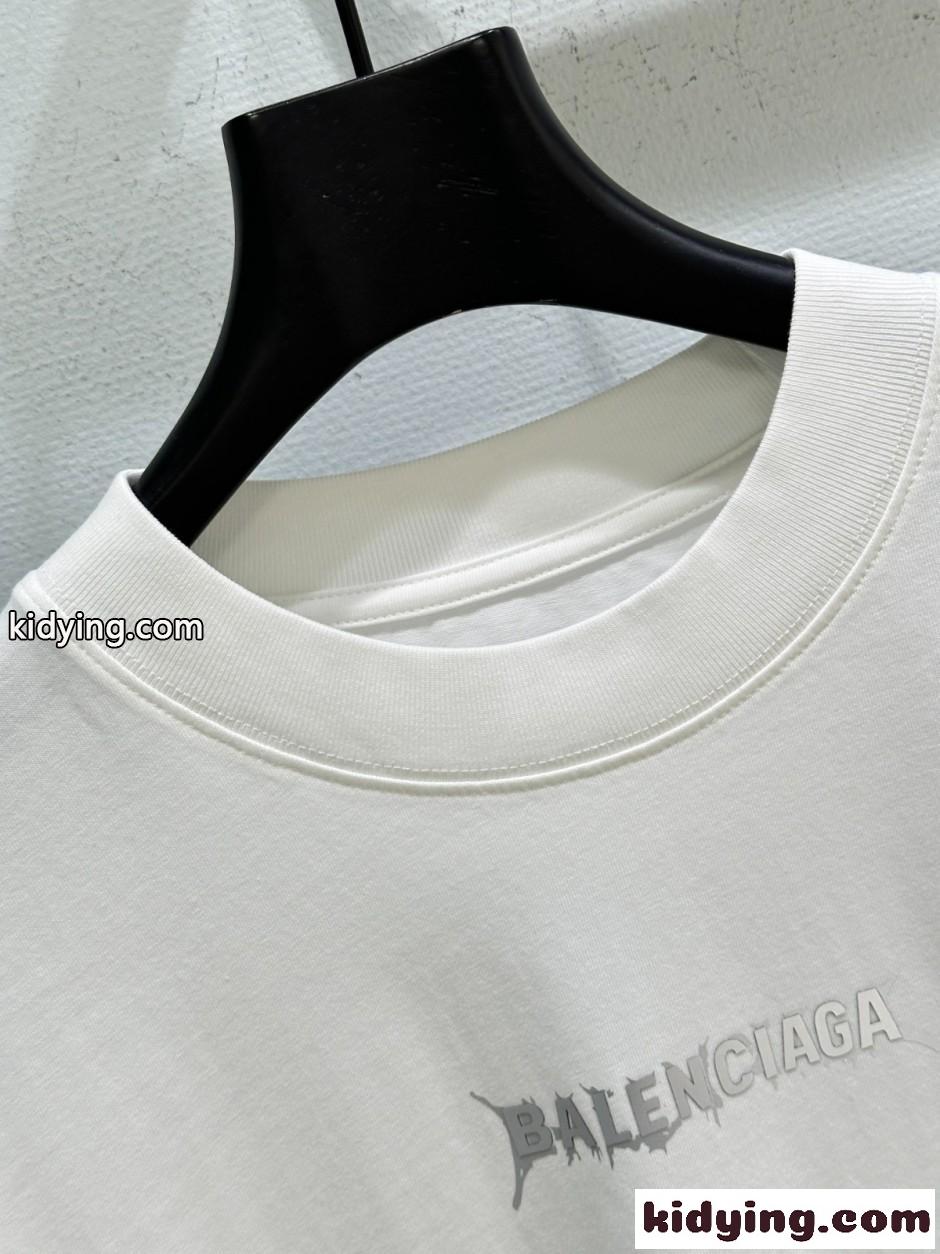 バレンシアガ Tシャツ コピー シンプル コットン 半袖Tシャツ ホワイト-2
