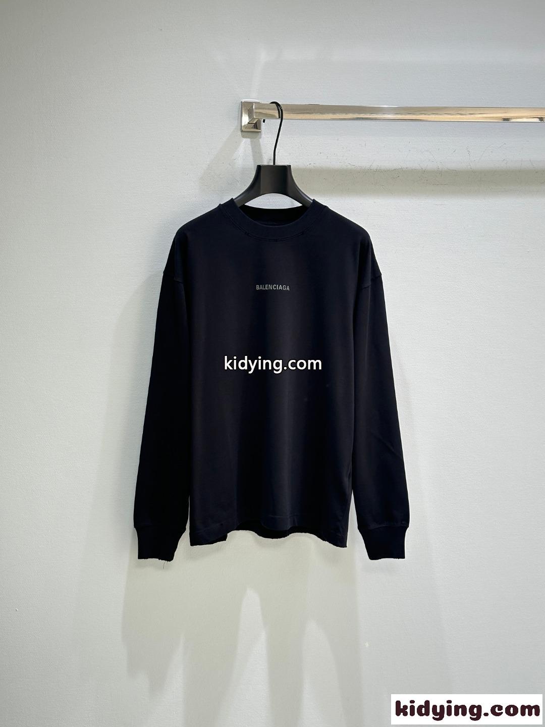 洗練された シンプル バレンシアガ Tシャツ コピー 長袖Tシャツ コットン ブラック-0