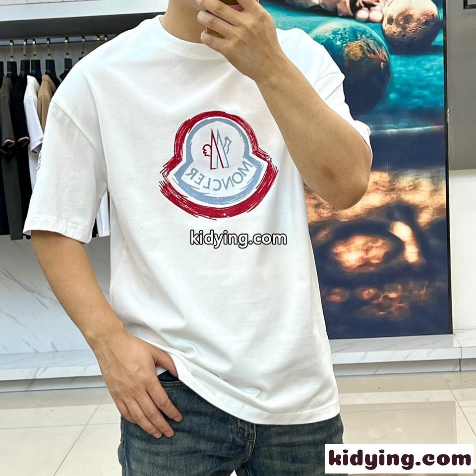 定番 ロゴ入り クルーネック 半袖Tシャツ モンクレール Tシャツ 偽物 ホワイト-1