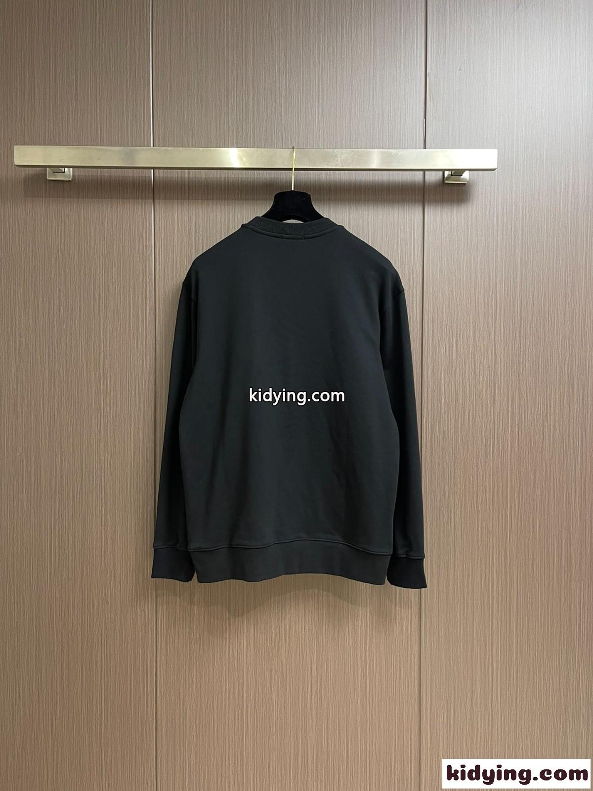ユニセックス コットン スウェットシャツ ロエベ Tシャツ コピー ブラック-1
