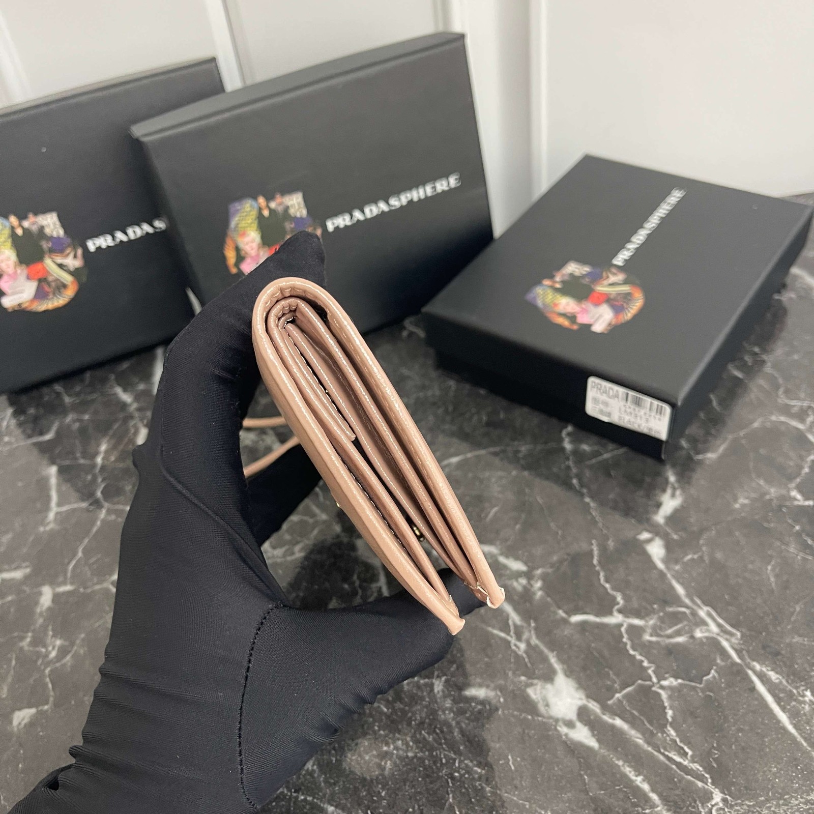 シンプル 上品 コンパクトウォレット プラダ 財布 コピー 二つ折り財布 ピンク-2