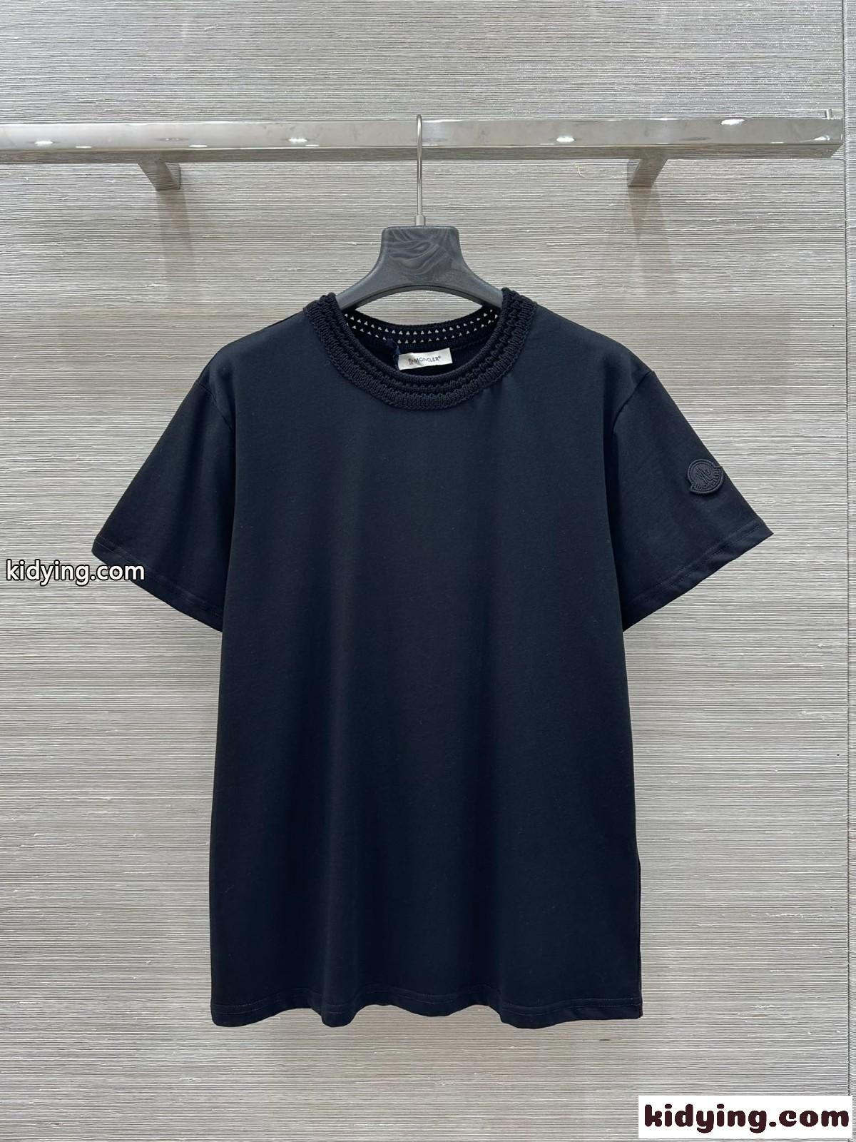 フェンミン お洒落 モンクレール Tシャツ スーパーコピー コットン 半袖Tシャツ ブラック-2