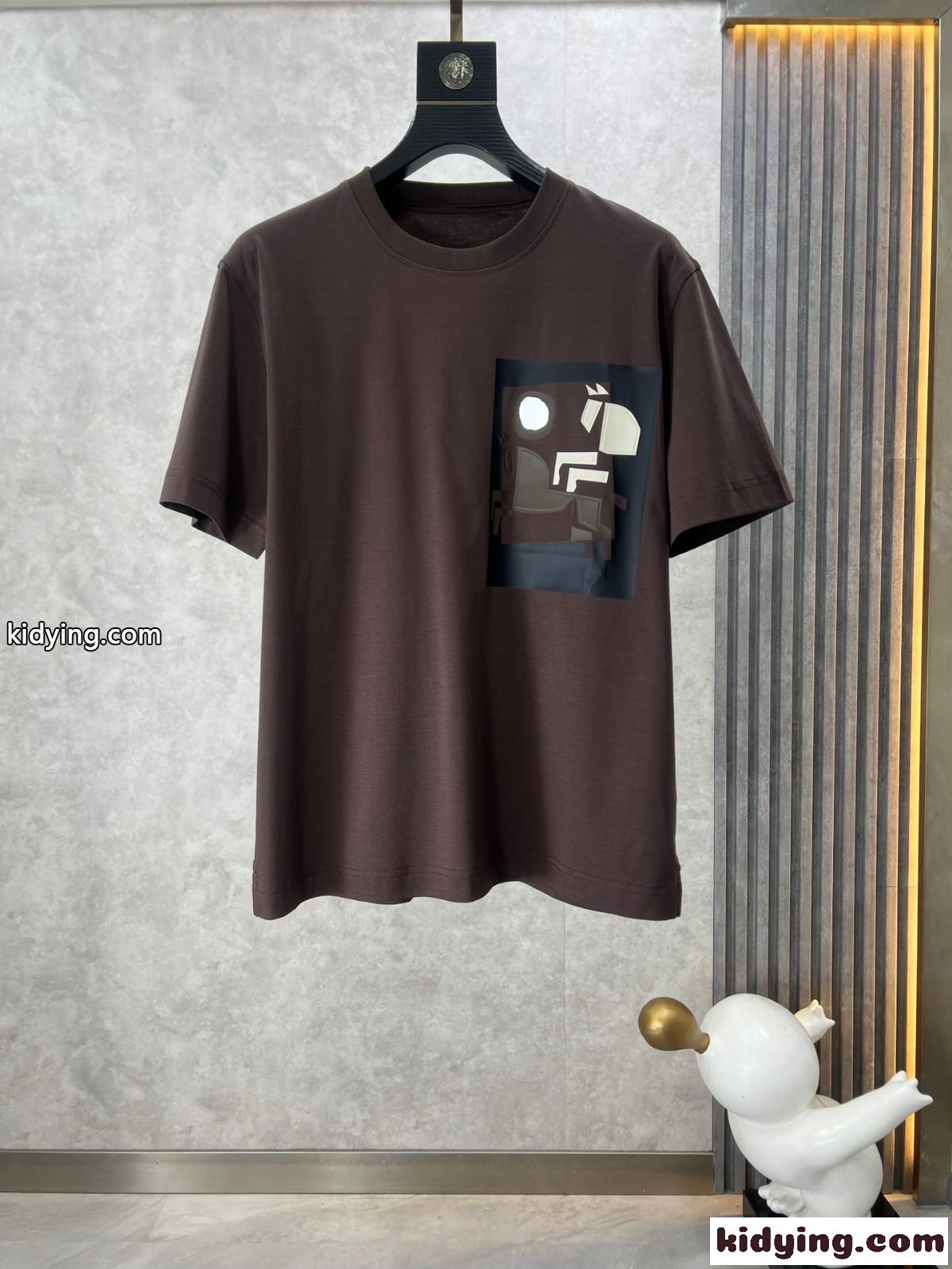 シンプル おしゃれ コットン 半袖Tシャツ エルメス Tシャツ コピー コーヒー-0