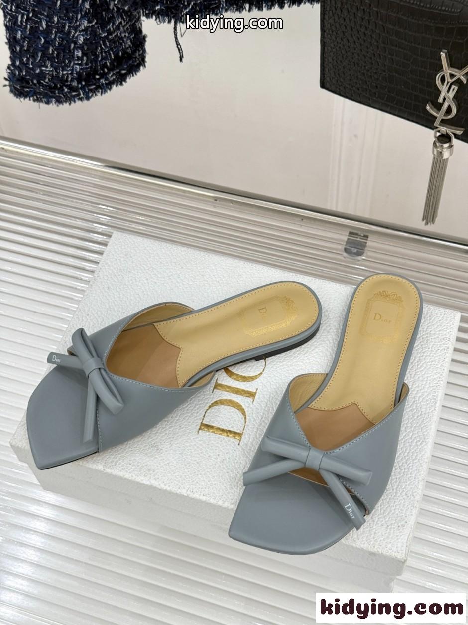 洗練された Dior Bow スライド クリスチャン・ディオール サンダル コピー グレー-0