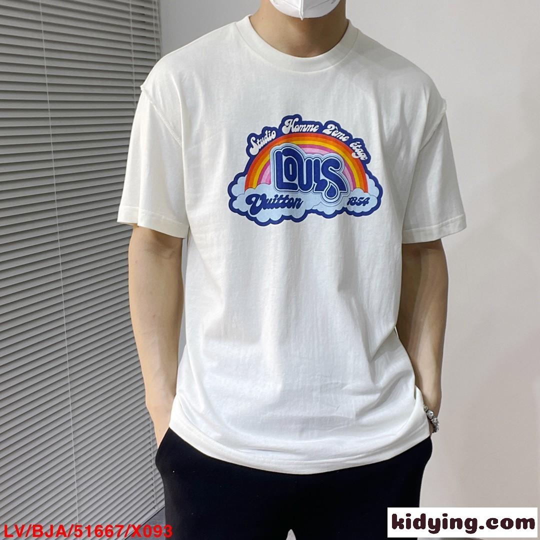 大人気 レインボープリンテッドTシャツ ルイ・ヴィトン Tシャツ コピー 半袖 トップス-0