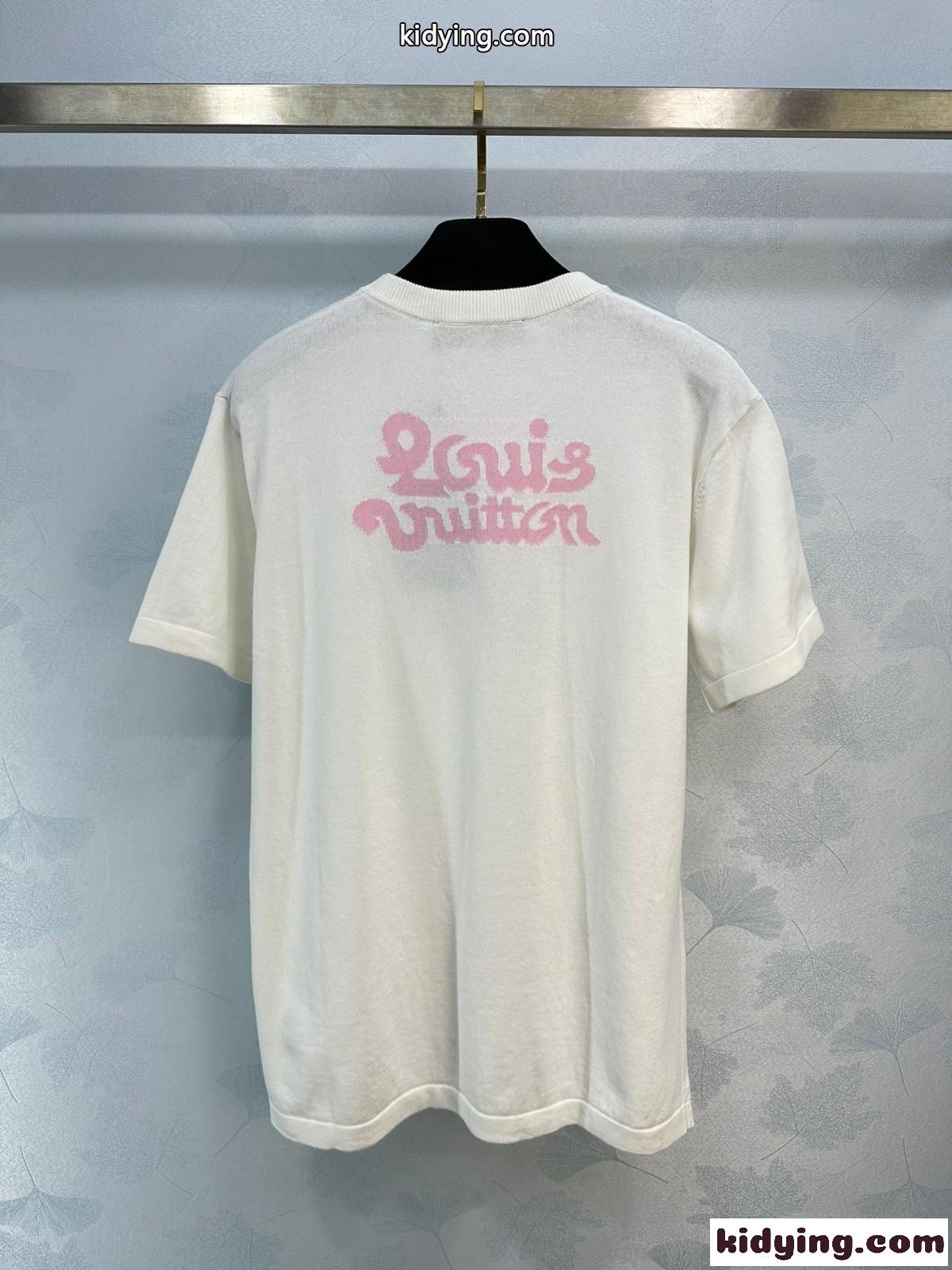 ショートスリーブコットンニットクルーネック ルイ・ヴィトン Tシャツ 偽物-1