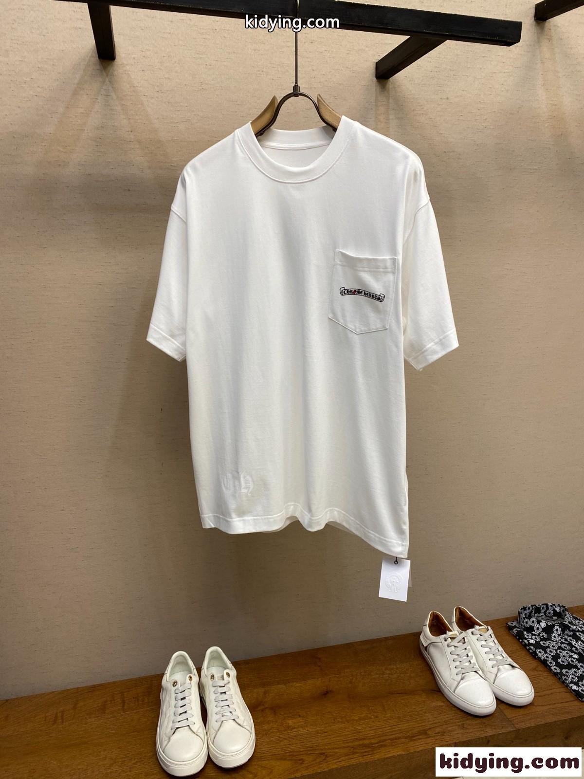 クロムハーツ Tシャツ コピー クルーネック ユニセックス ストリート 半袖Tシャツ ホワイト-1