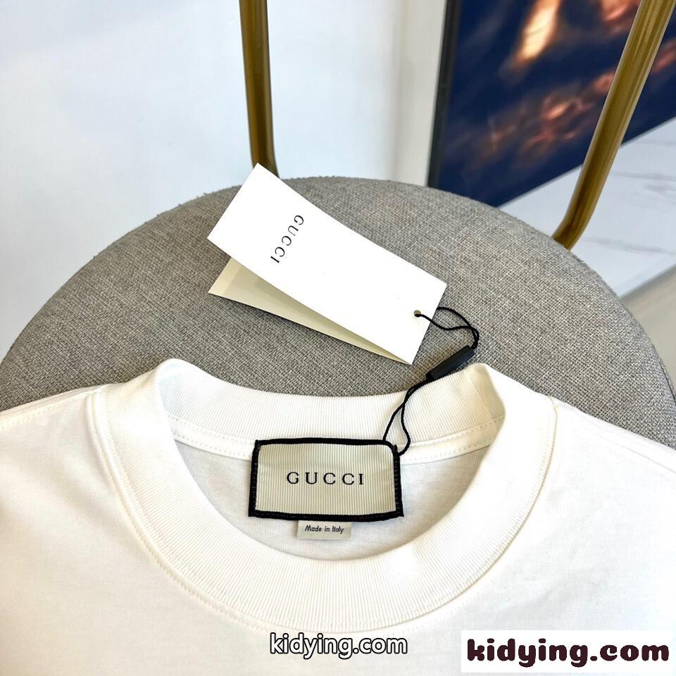 GUCCIプリント コットンジャージー Tシャツ グッチ 半袖Tシャツ コピー ホワイト-2