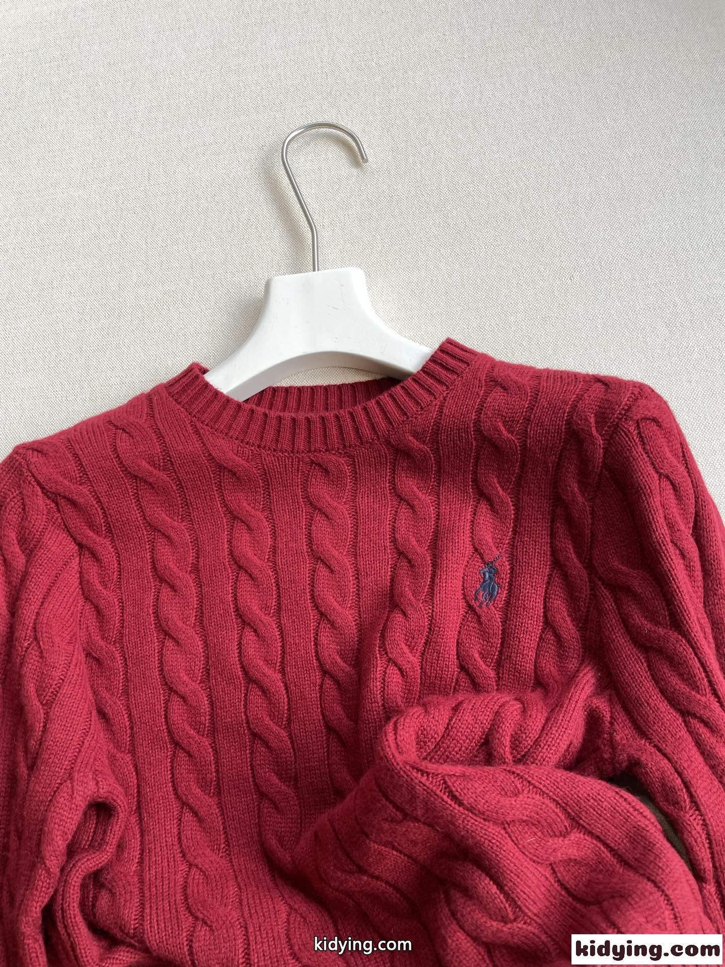 定番 ロゴ刺繍 ケーブル編み クルーネック ラルフローレン セーター 偽物 レッド-0