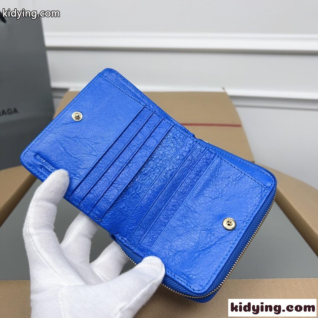 上品 高級感 コンパクトウォレット バレンシアガ 財布 コピー 二つ折り財布 ブルー-4