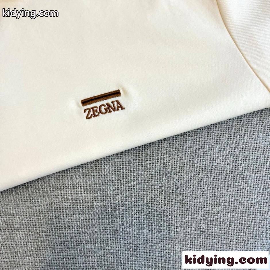 カジュアル 上品 ロゴ刺繍 スキッパーポロシャツ エルメネジルド・ゼニア Tシャツ 偽物 ベージュ-2