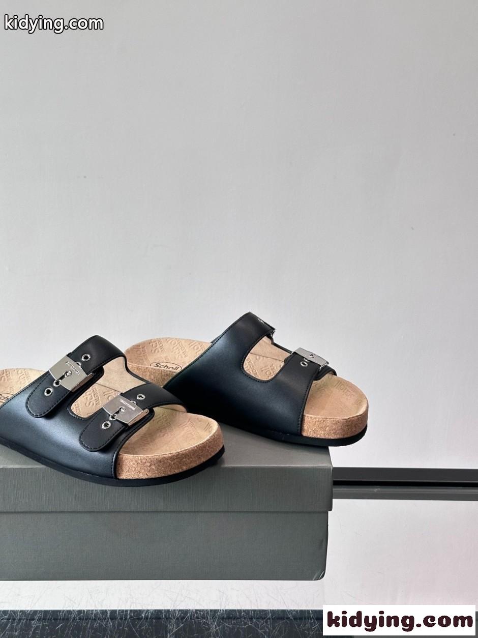BALENCIAGA × Scholl スライドサンダル バレンシアガ サンダル コピー ブラック-4