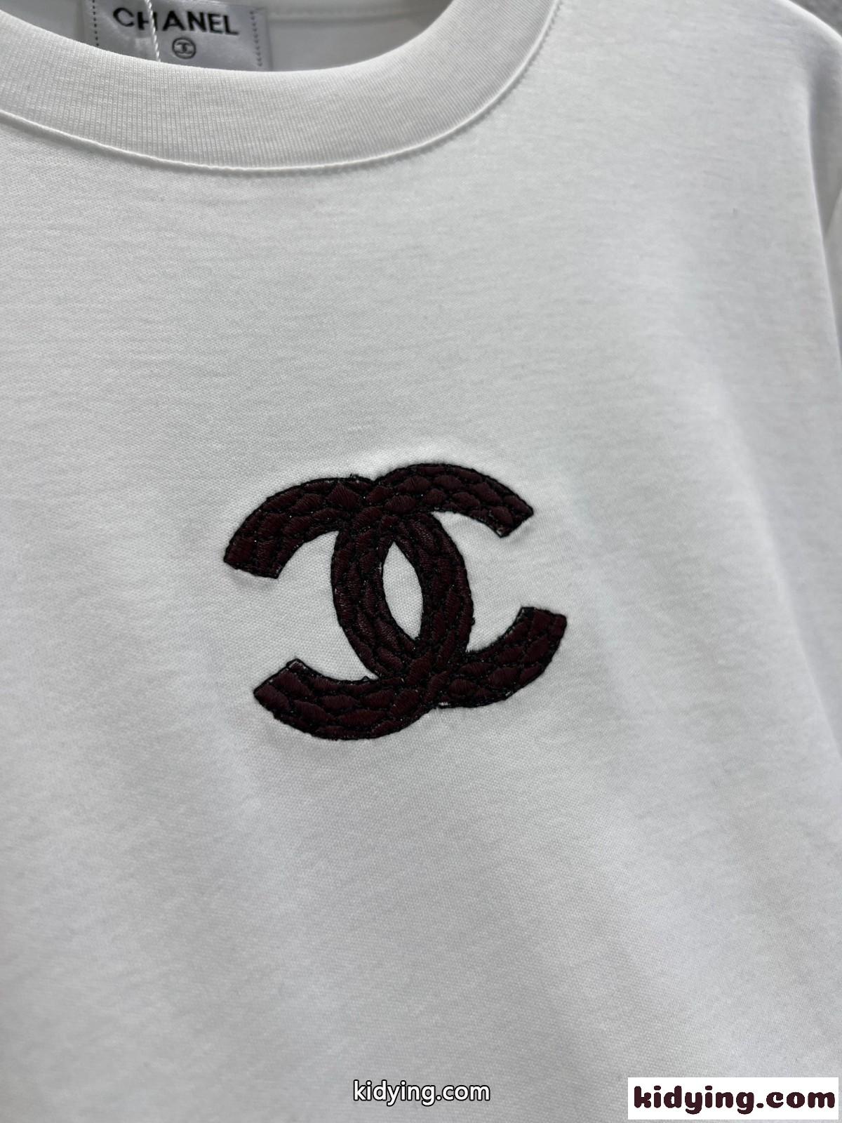 シンプル クルーネック コットン 長袖Tシャツ シャネル Tシャツ コピー ホワイト-2