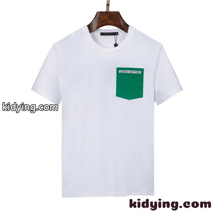 夏 柔らかい クルーネック トップス ルイ・ヴィトン Tシャツ コピー おしゃれ 快適 通気 半袖 定番 ロゴ シンプル-0