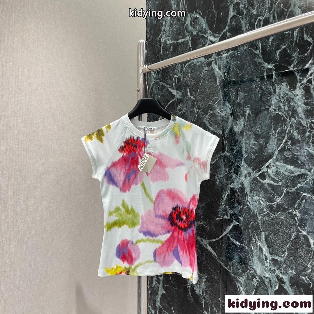 目を引く スモールフィット 半袖Tシャツ ロエベ Tシャツ コピー コットンブレンド-5