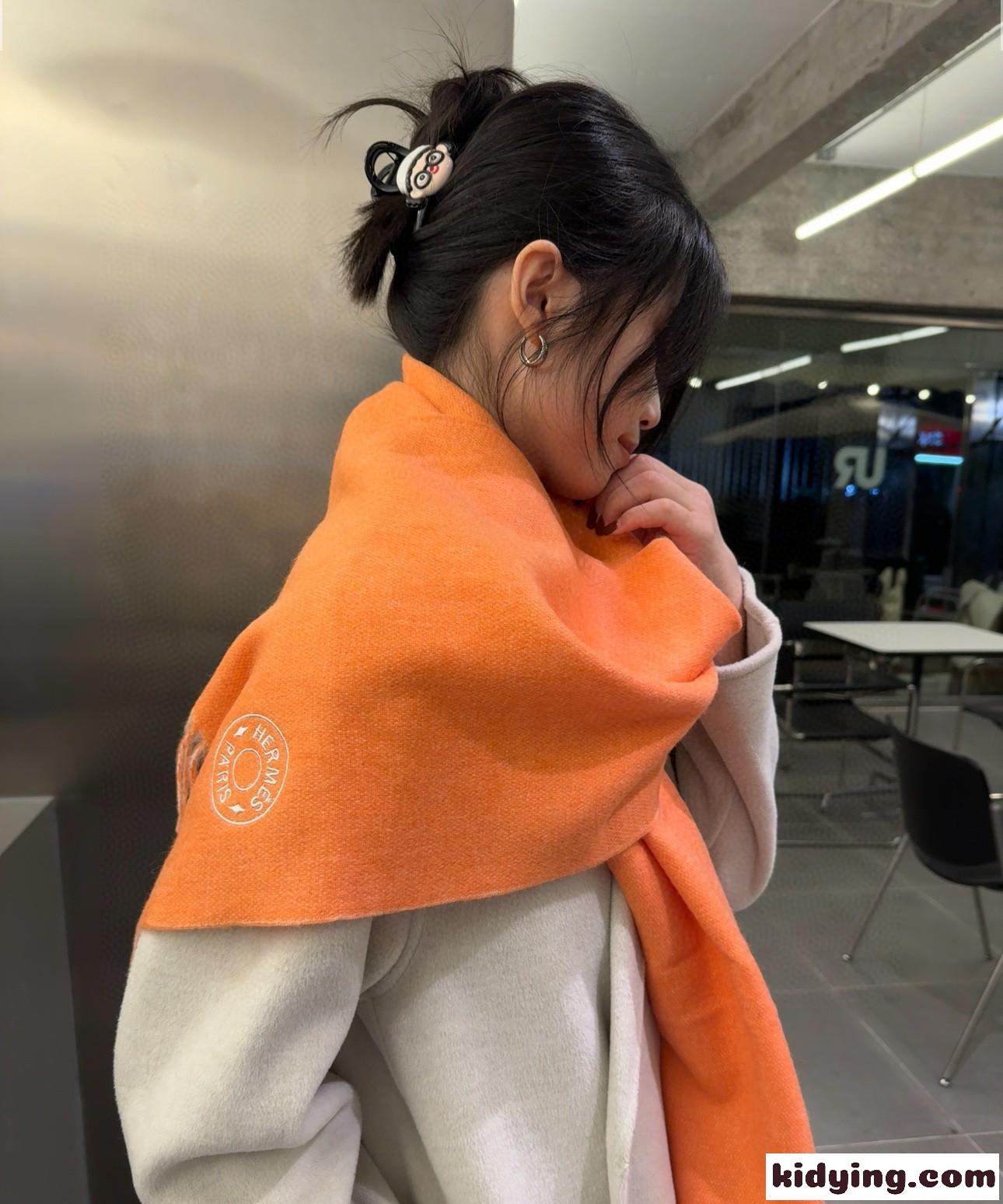 シンプル 上品 カシミヤ マフラー エルメス スカーフ コピー オレンジ-1