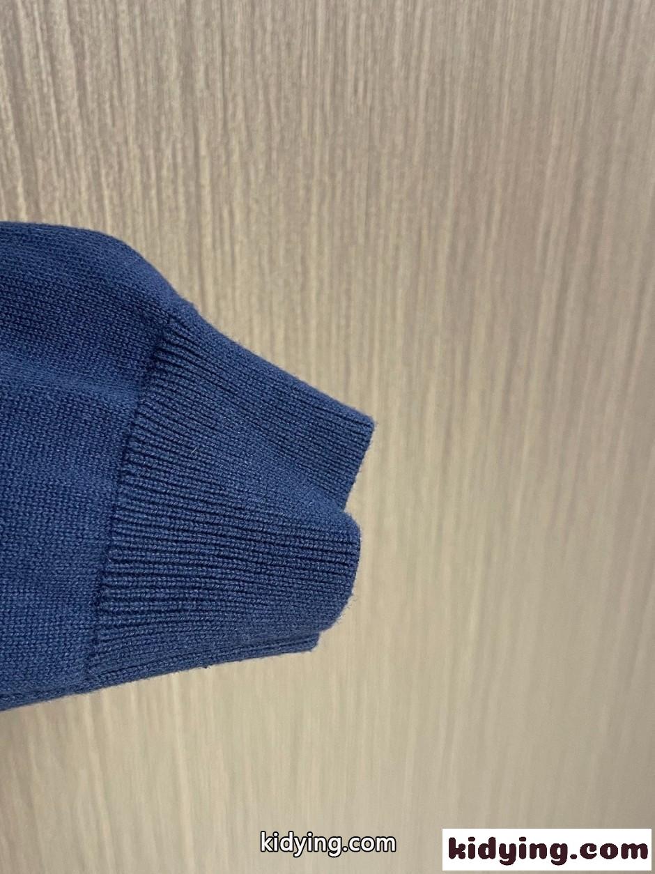 ラルフローレン ニット 偽物 ポニー刺繍 襟付きニットカーディガン ネイビー-4