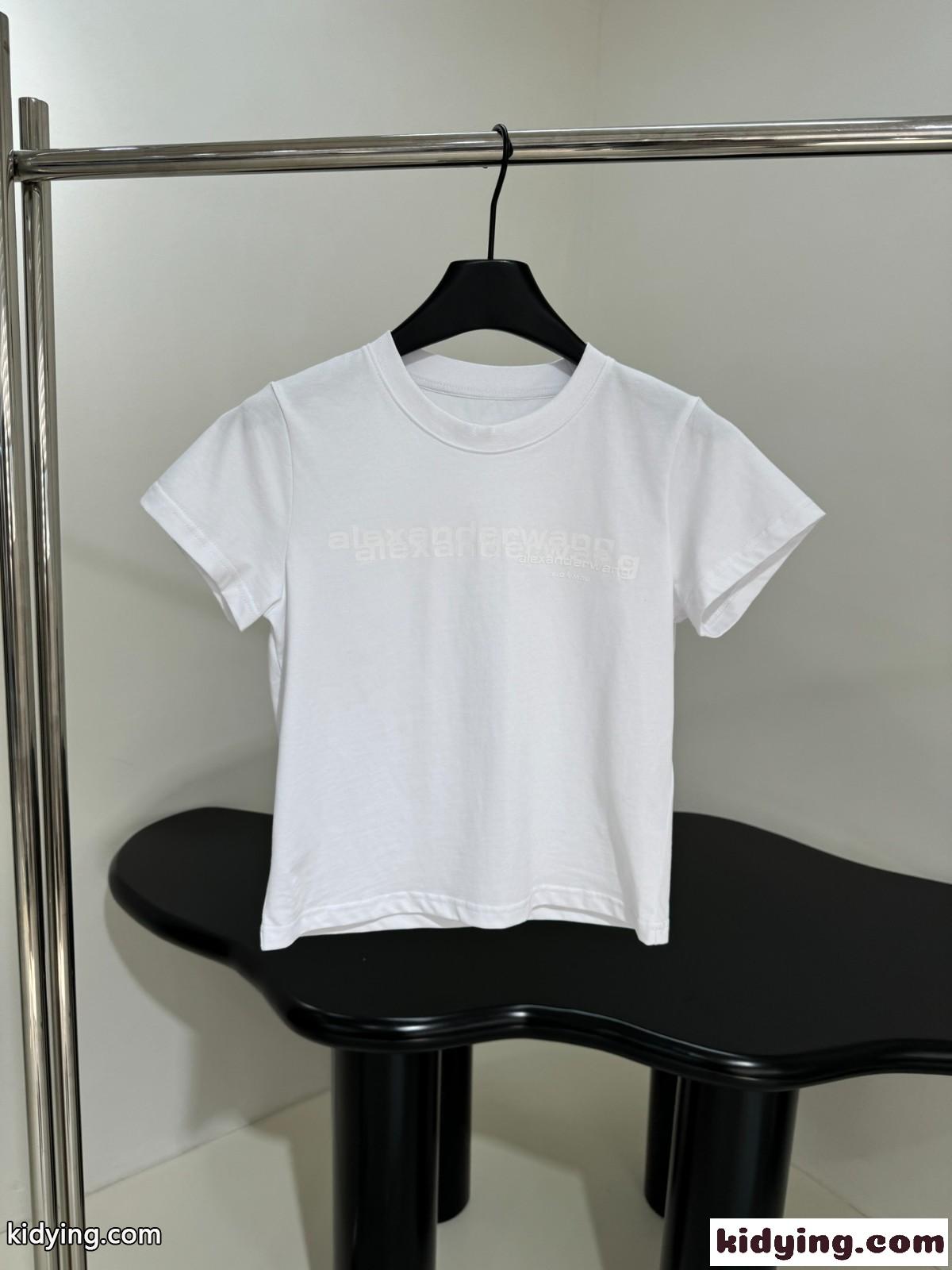 シンプル ロゴ 半袖Tシャツ アレキサンダーワング Tシャツ コピー コットン ホワイト-0