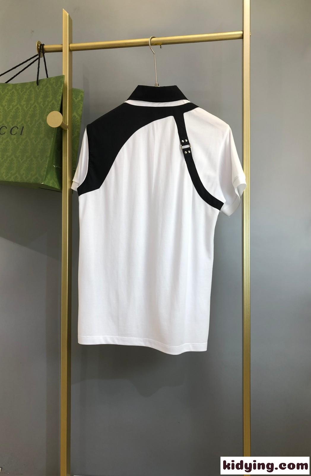 アレキサンダー・マックイーン Tシャツ コピー メンズ スタイリッシュ カジュアル Harness 半袖ポロシャツ-1
