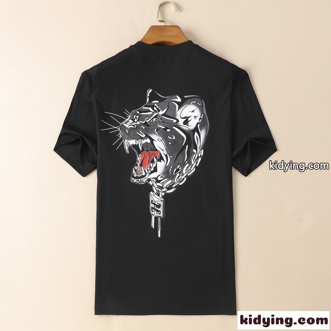 高品質 着心地いい 春夏 半袖 トップス ジバンシィ Tシャツ コピー クルーネック プリント 合わせやすい メンズ ブラック-1