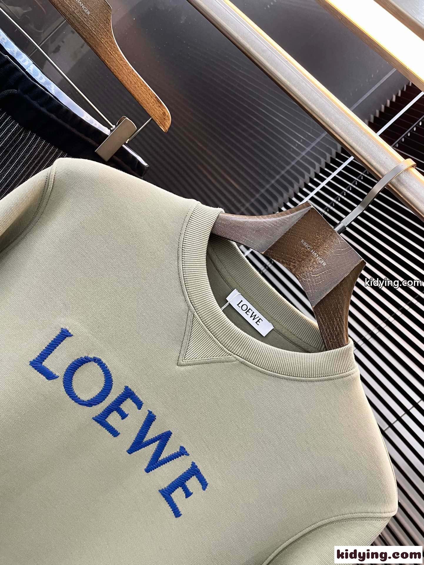 ロゴ刺繍 クルーネック スウェットシャツ ロエベ Tシャツ コピー グリーン-1