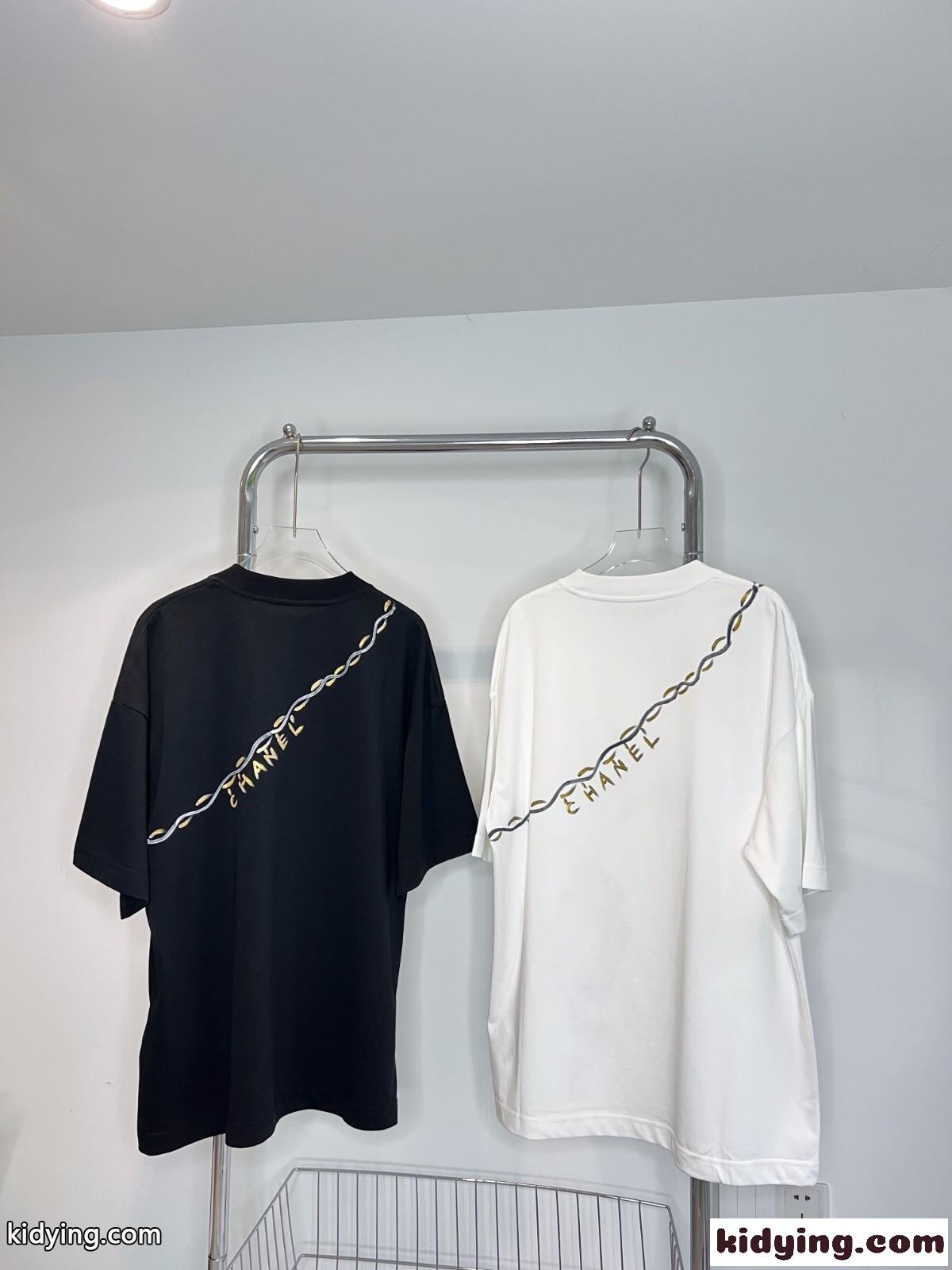 可愛い プリント クルーネック ゆったり 快適 シャネル tシャツ コピー 半袖 トップス-3