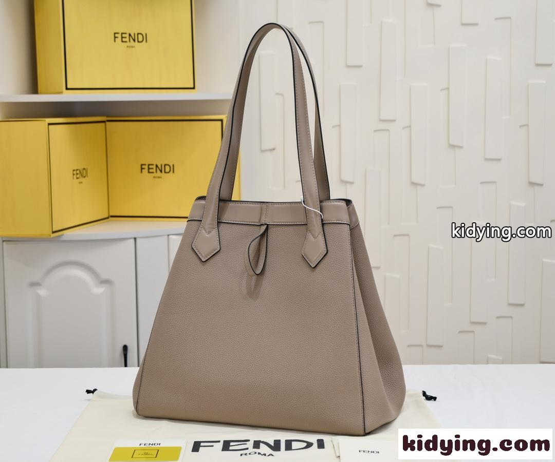 フェンディ バッグ コピー Fendi Origami ラージ グレーレザー 変形バッグ-3