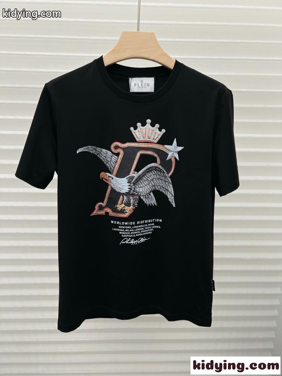 存在感抜群 イーグル ロゴ 半袖Tシャツ フィリッププレイン Tシャツ 偽物-4