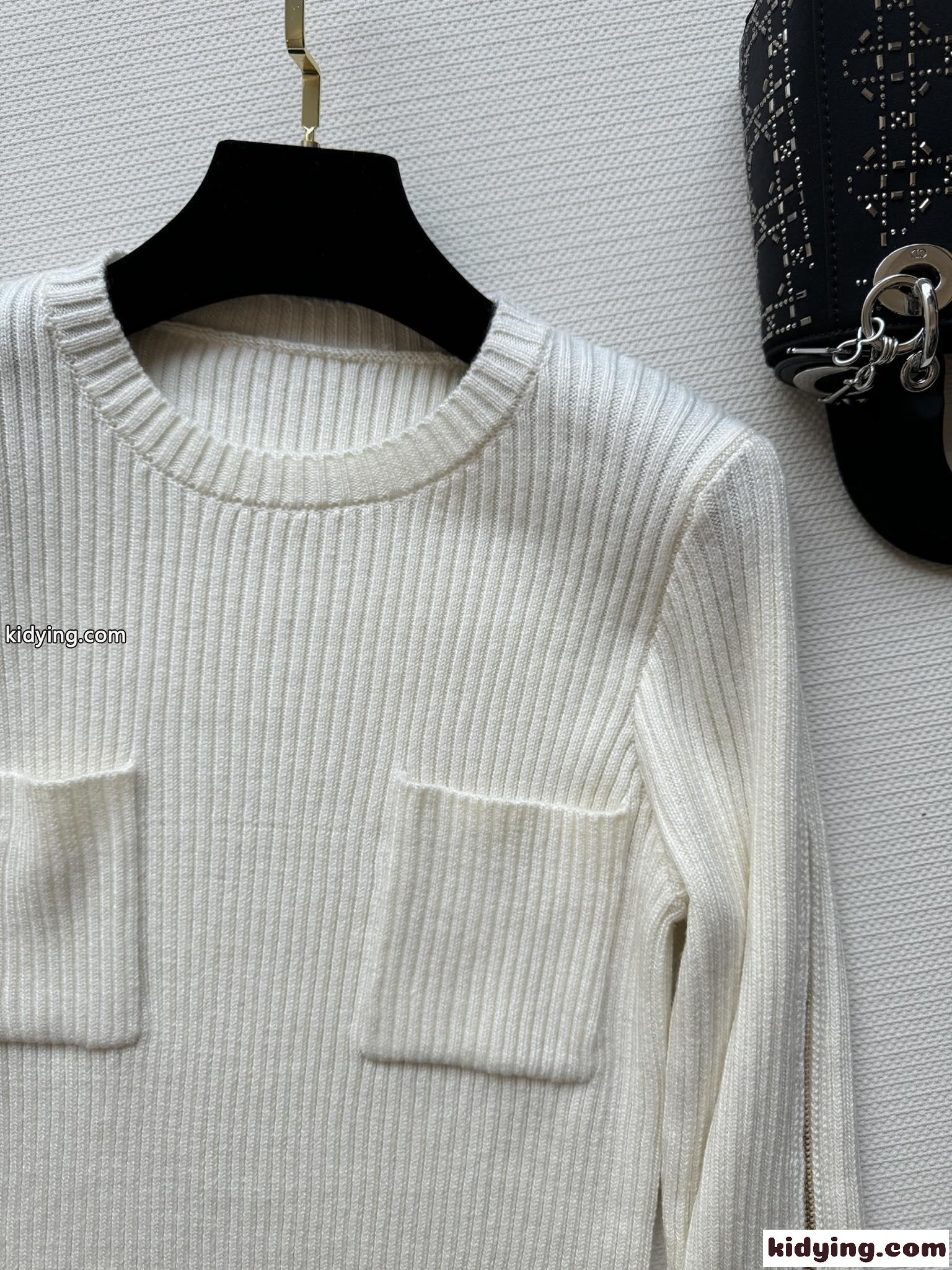 シンプル 上品 ウール ニット シャネル セーター コピー クルーネック ホワイト-2