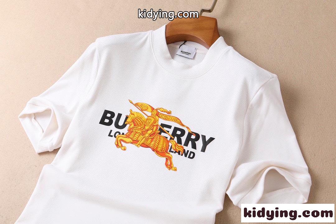 シンプル プリント 柔らかい ラウンドネック プルオーバー バーバリー 半袖tシャツ コピー ホワイト ブラック 着心地いい-3