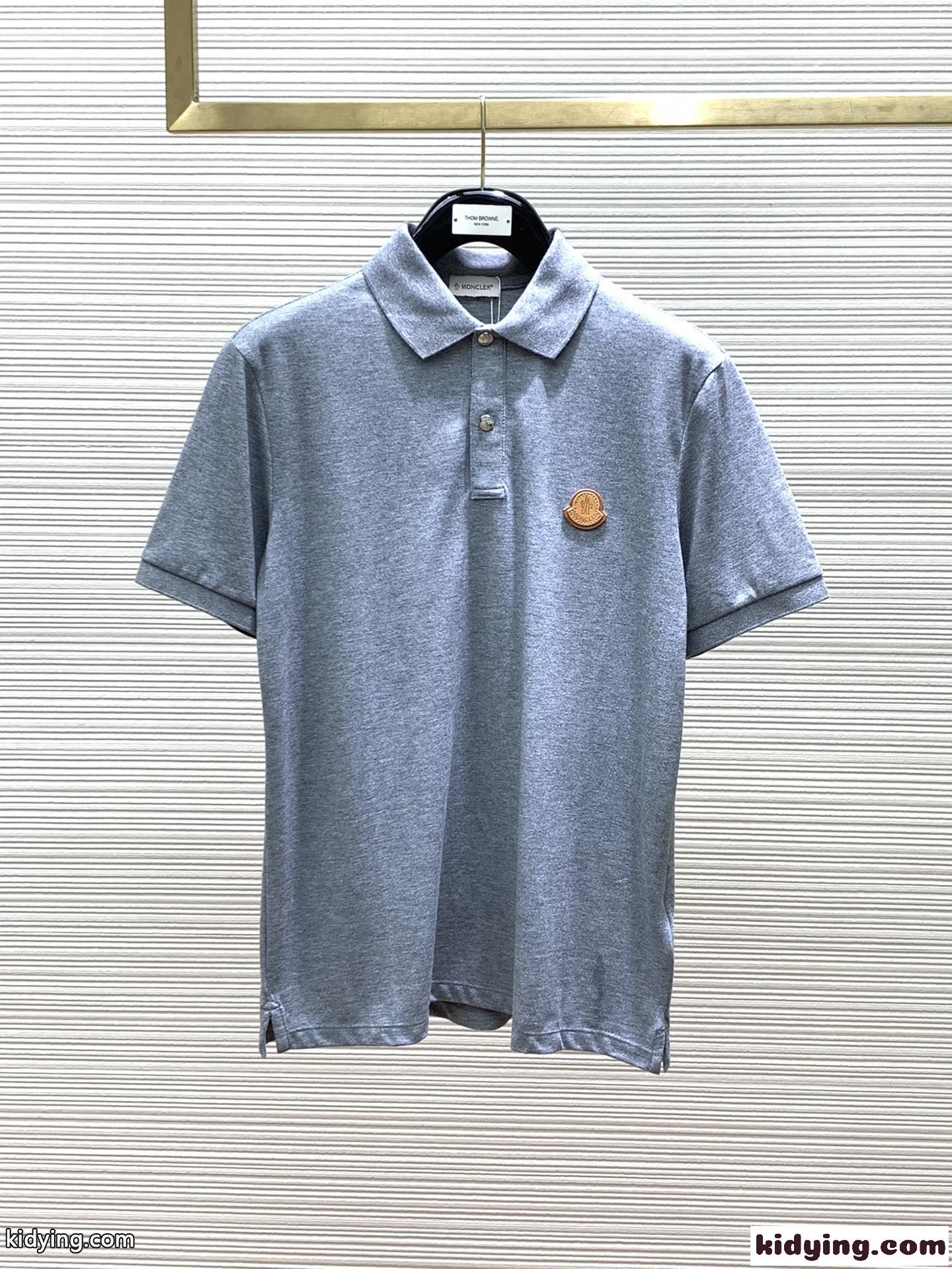 カジュアル 快適 コットンピケ 半袖 ポロシャツ モンクレール Tシャツ コピー グレー-0