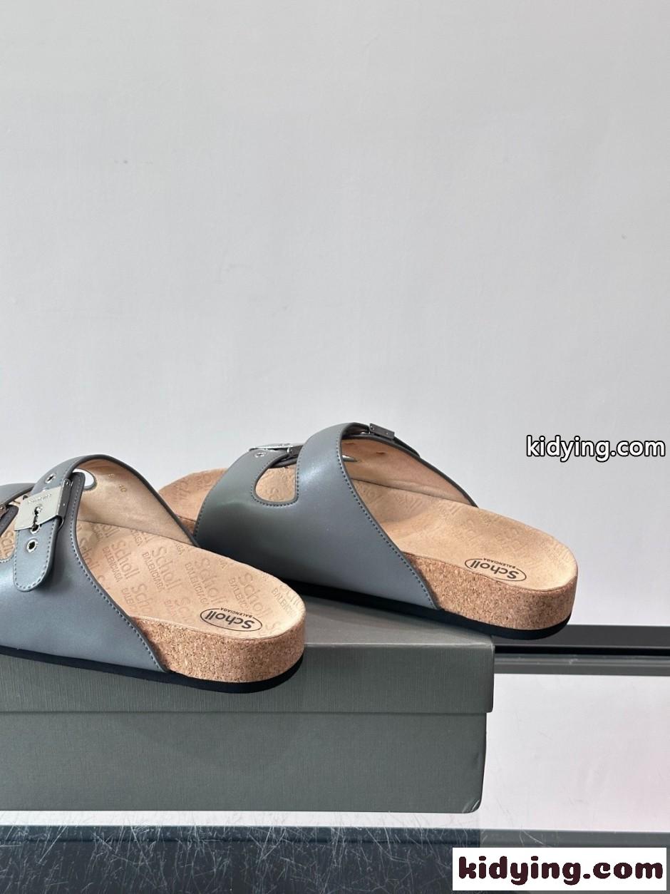 BALENCIAGA × Scholl バレンシアガ サンダル コピー スライドサンダル グレー-1