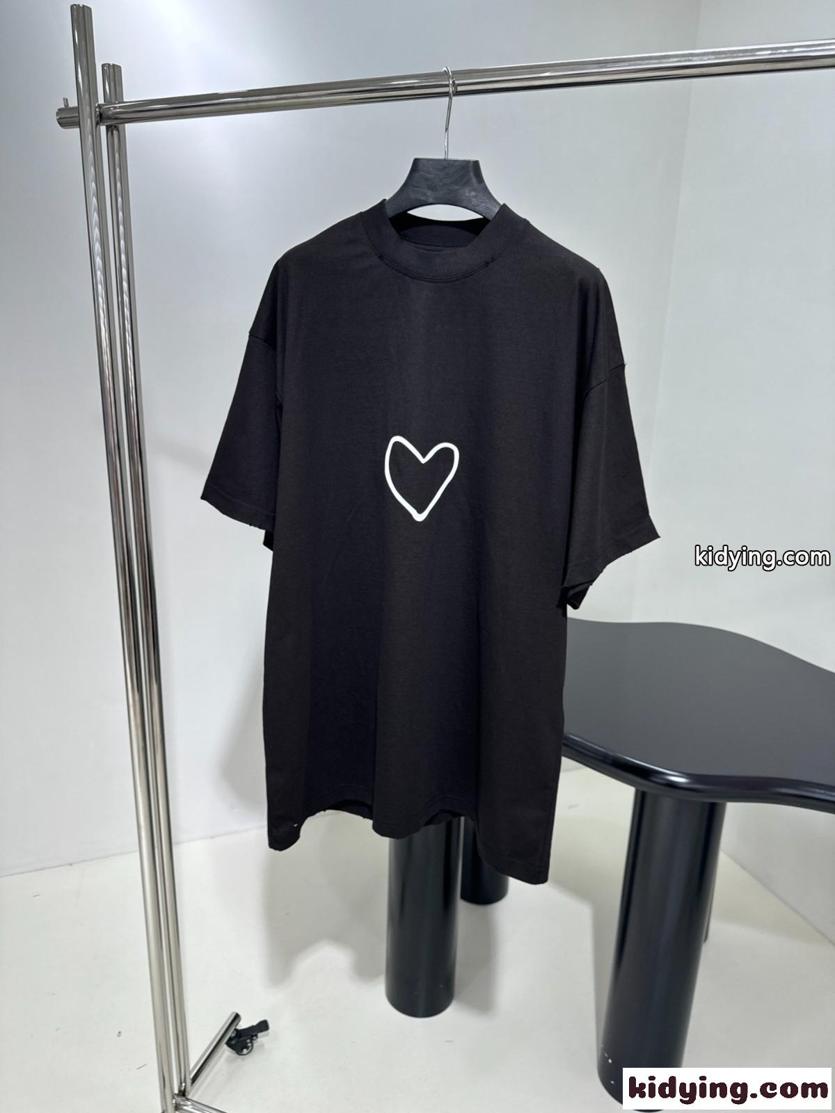 オーバーサイズ LOVEY 半袖Tシャツ バレンシアガ Tシャツ コピー ブラック-1