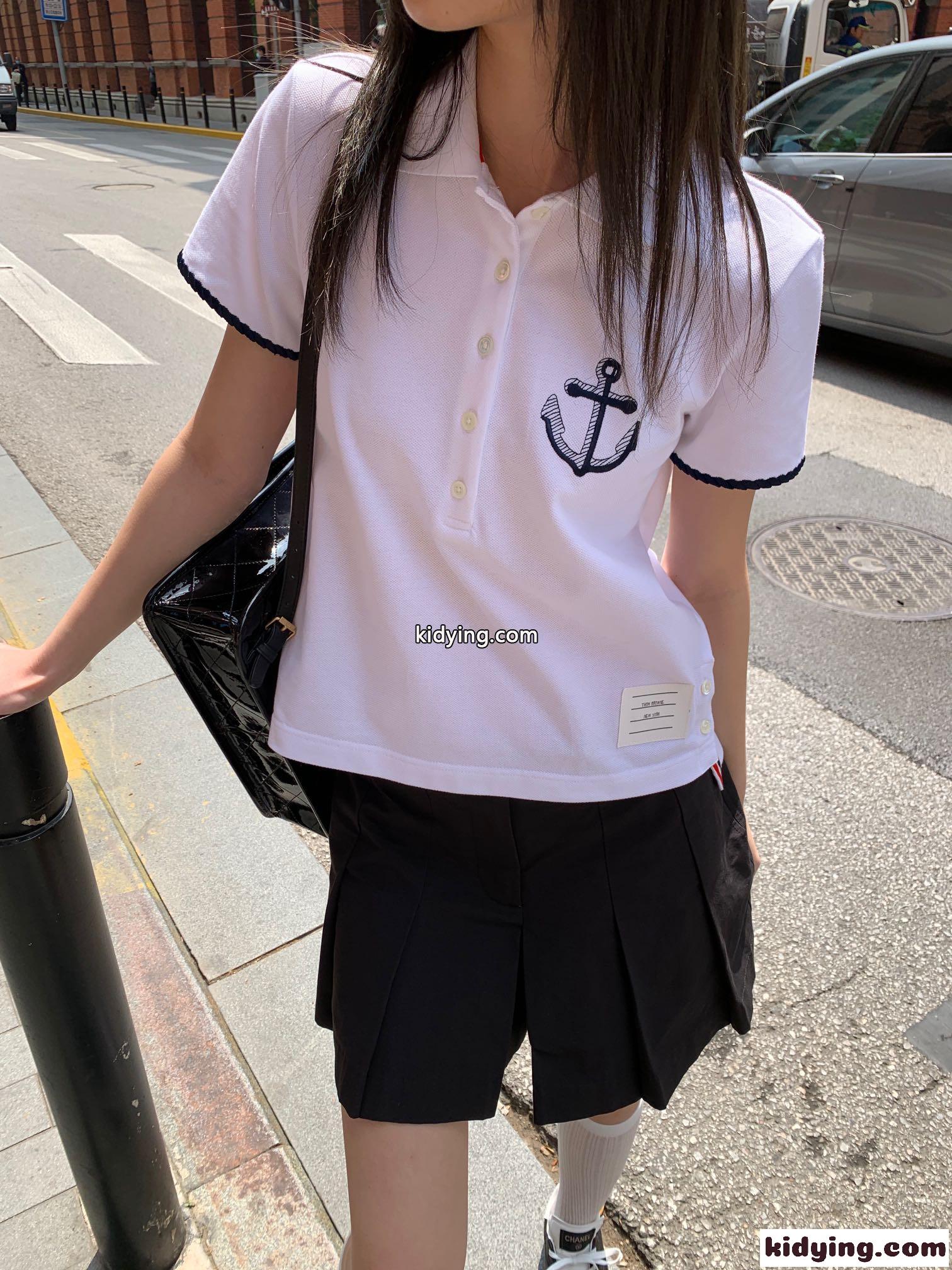錨 刺繍 ショートスリーブ ポロシャツ トムブラウン Tシャツ コピー レディース-5