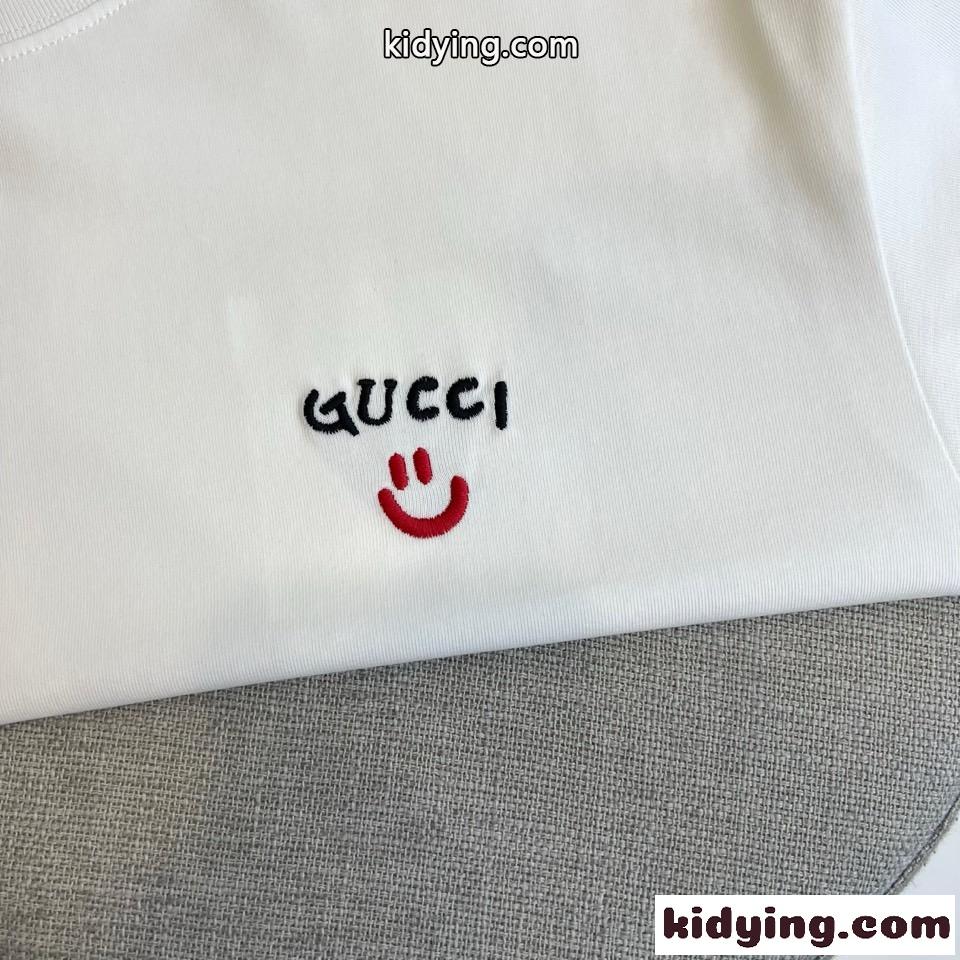 洗練された シンプル 刺繍入り 半袖Tシャツ グッチ Tシャツ 偽物 合わせやすい ホワイト-2