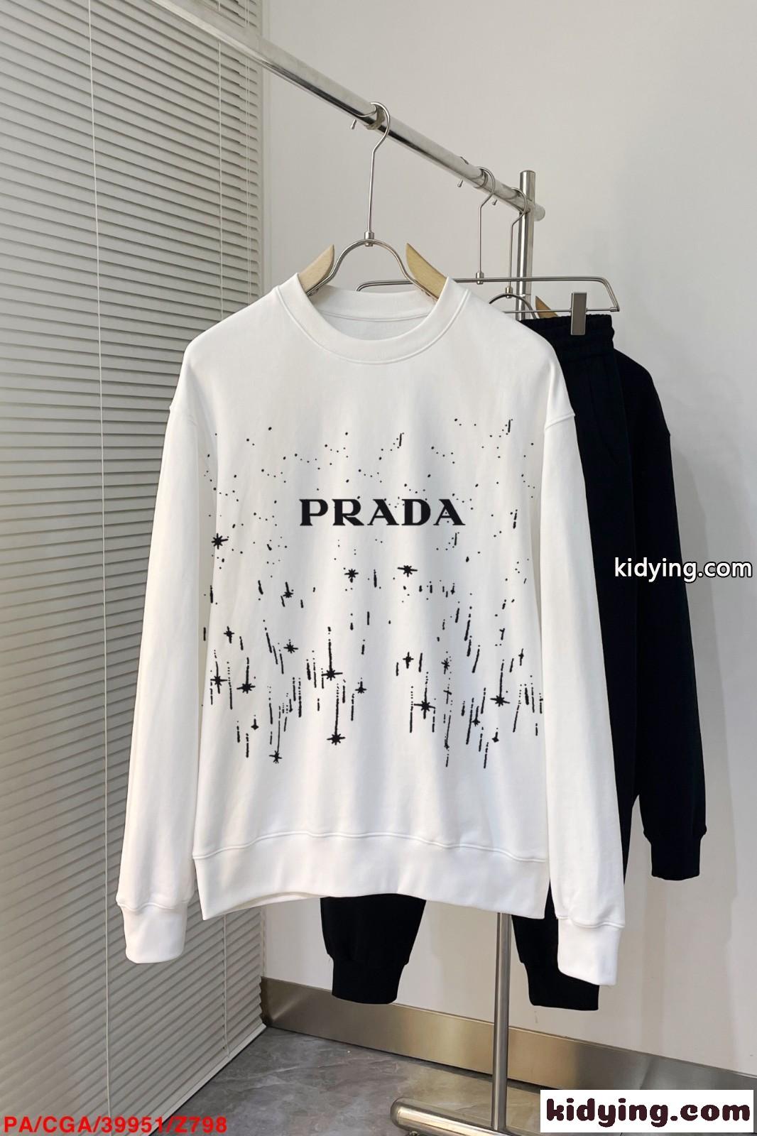 プラダ Tシャツ コピー 定番 ロゴプリント コットン スウェットシャツ ホワイト-0