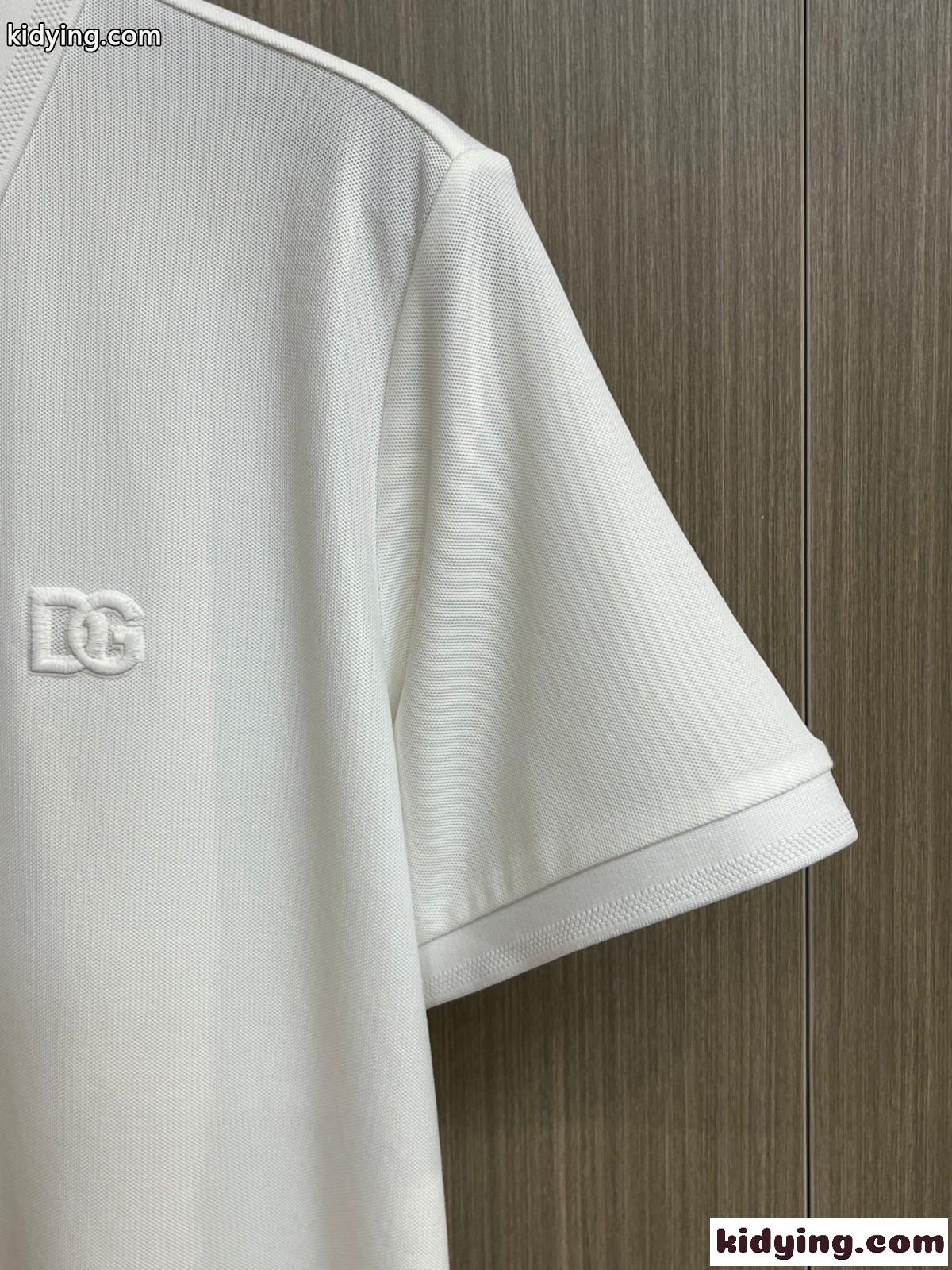 ドルチェ&ガッバーナ 半袖Tシャツ コピー カジュアル 定番 コットンピケ ポロシャツ ホワイト-2