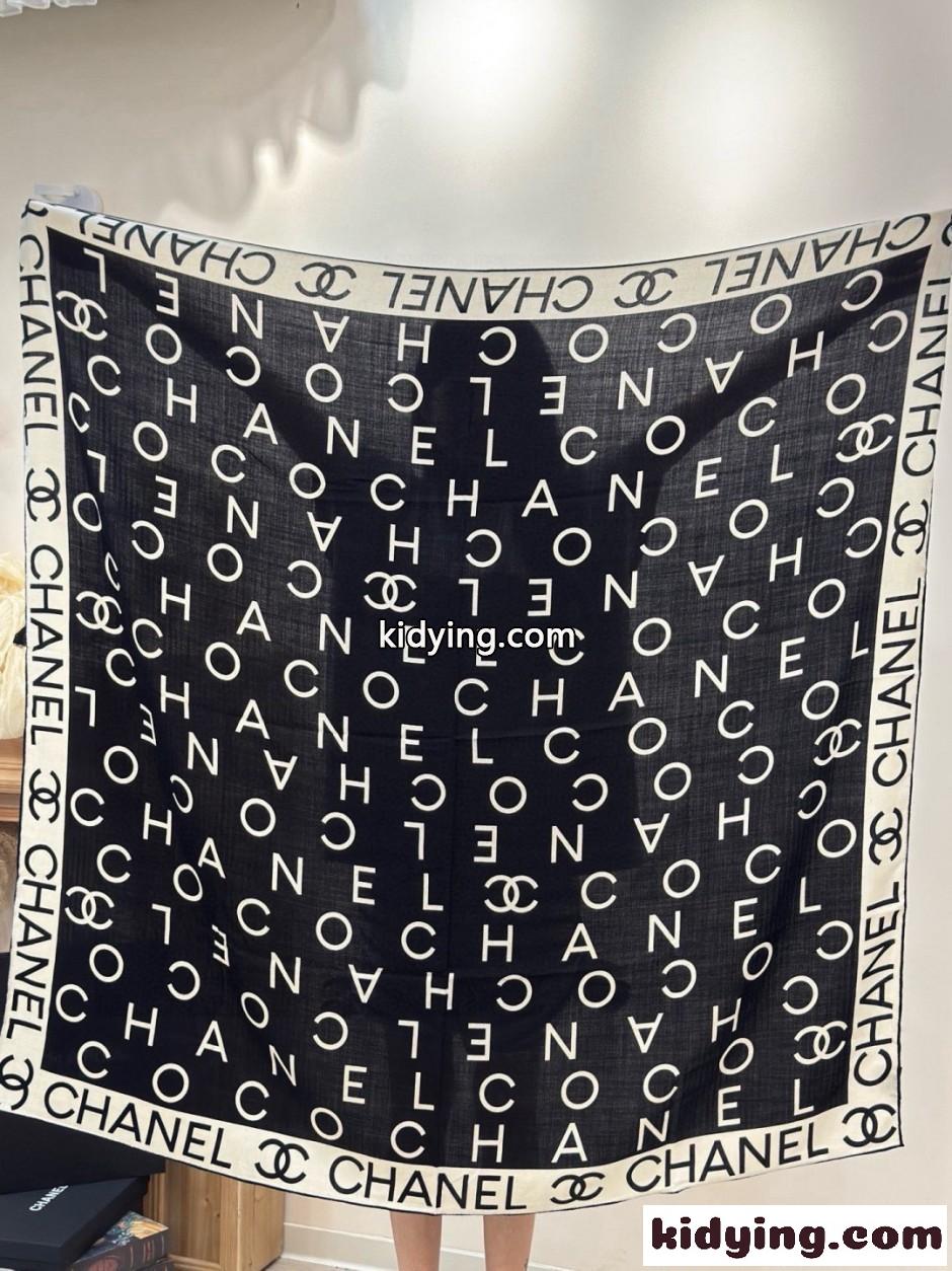 シャネル スカーフ コピー シルク＆カシミヤ ロゴ ストール 135cm-4