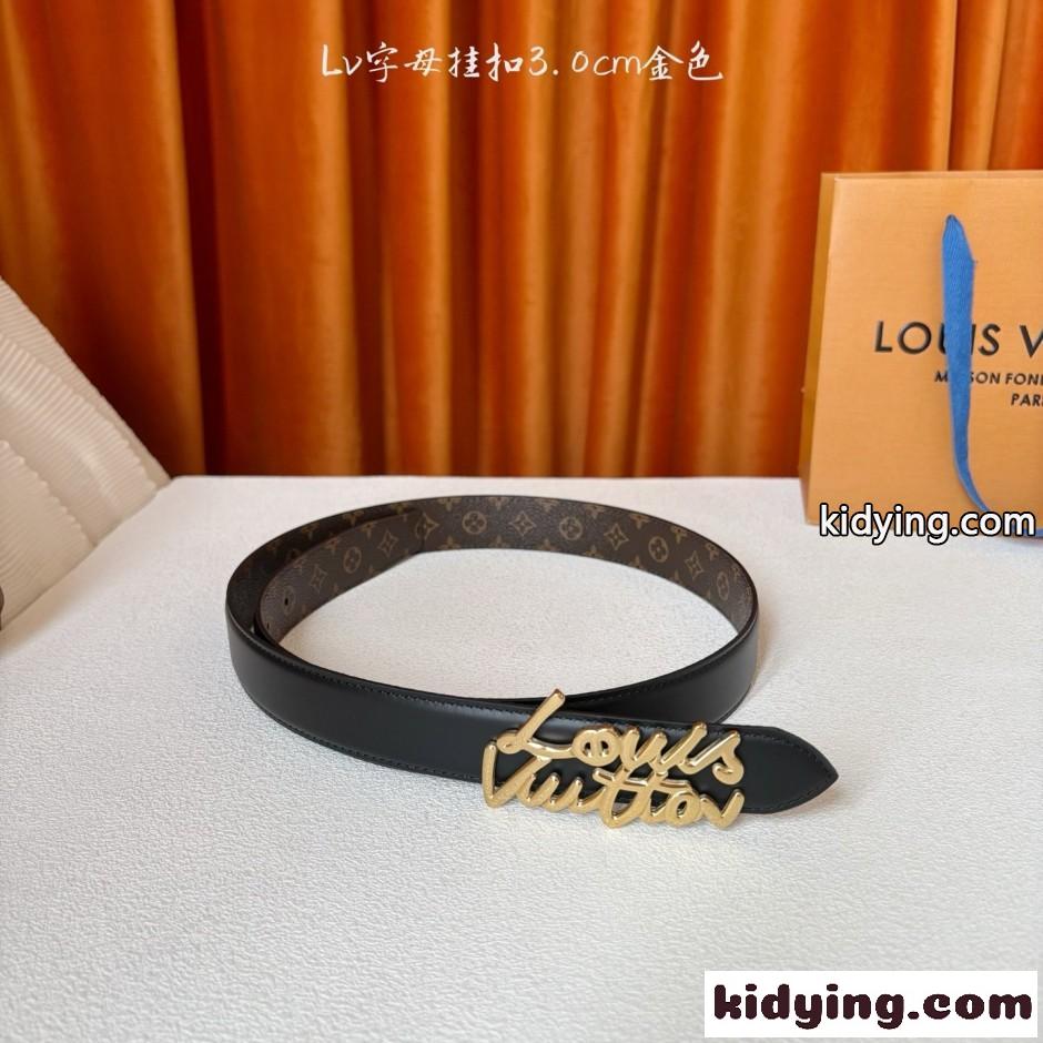 ベルト･LV スクリプト 30MM ルイ・ヴィトン ベルト スーパーコピー ブラック-0