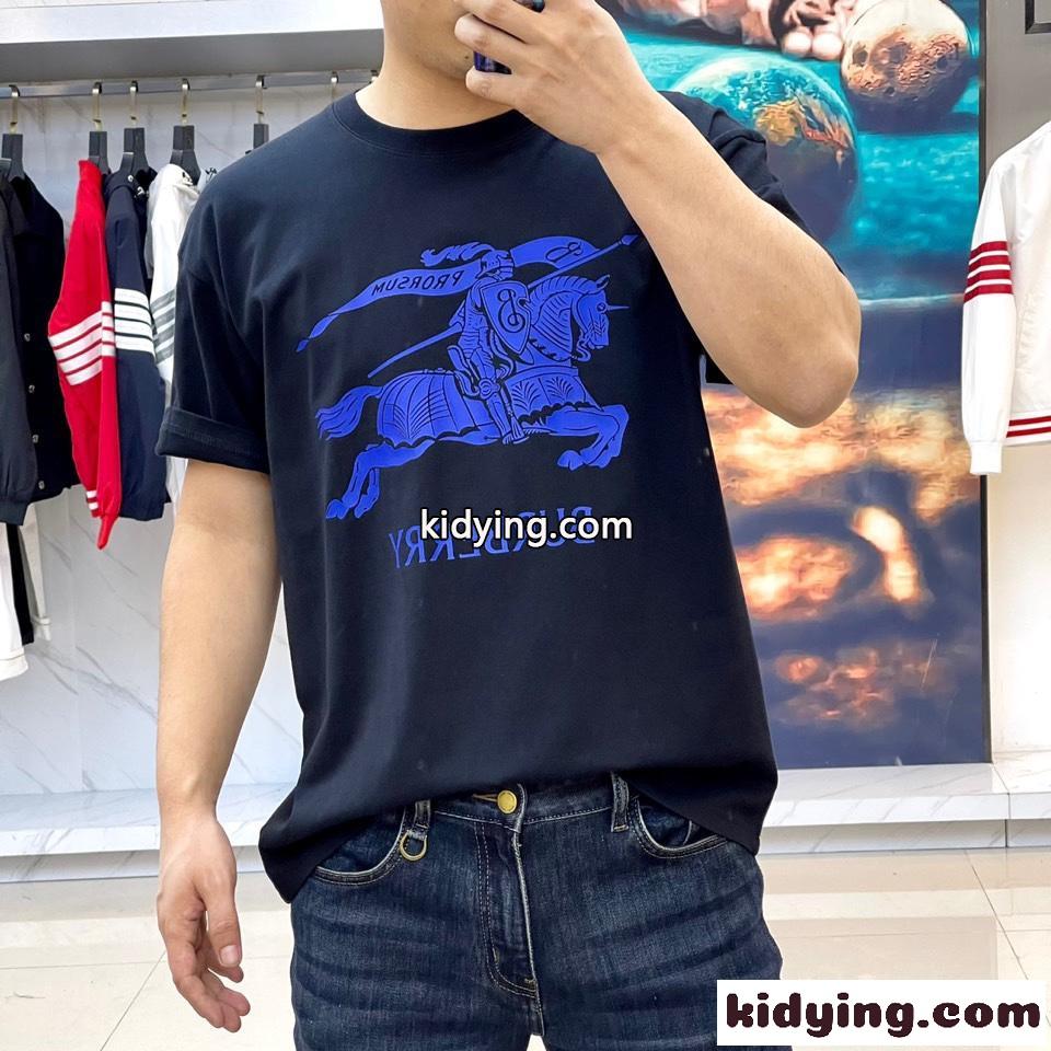 ベーシック 着回し ロゴ クルーネック バーバリー Tシャツ コピー メンズ 半袖 トップス ブラック-2