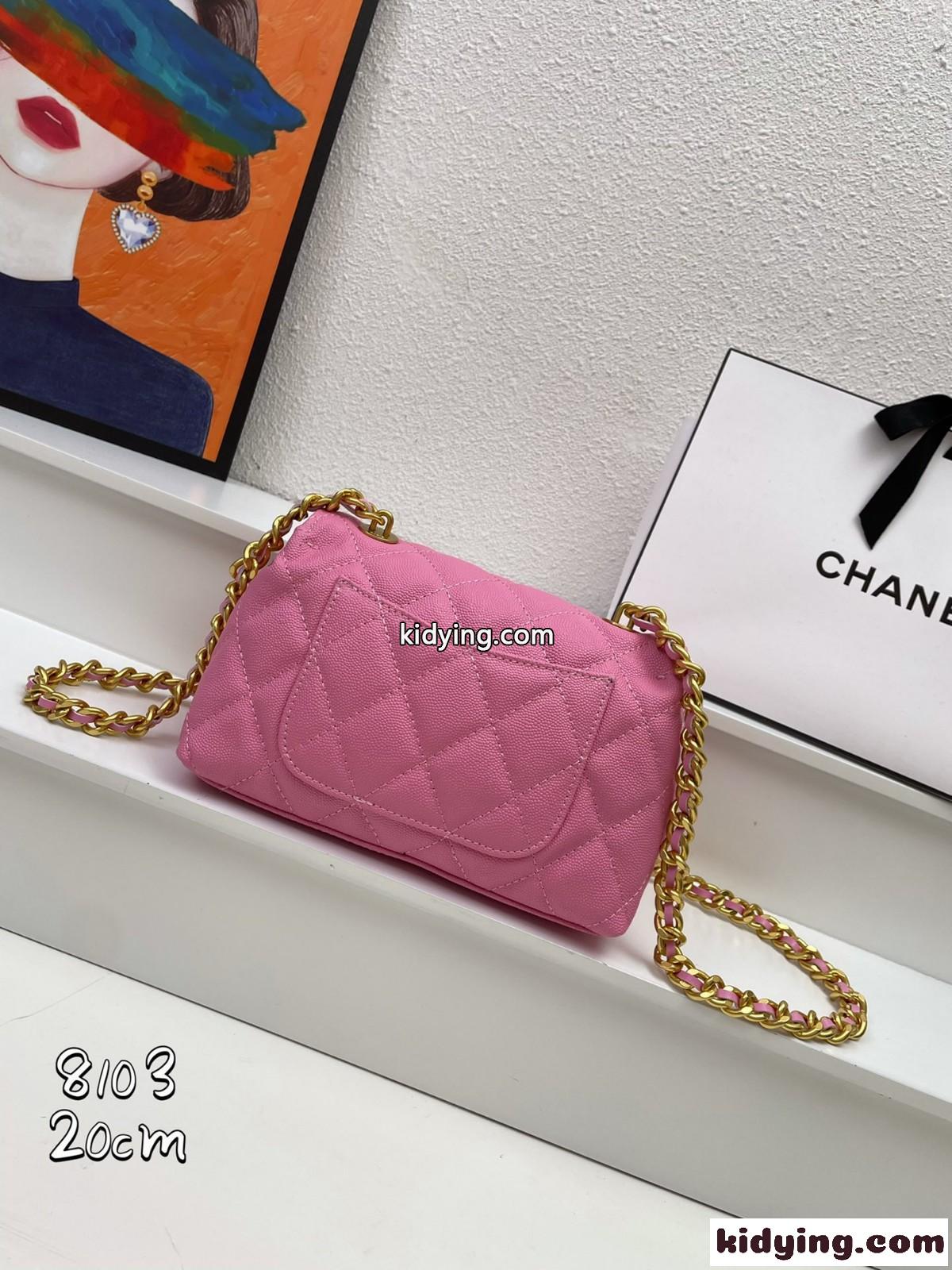 可愛い 23P フラップバッグ シャネル バッグ コピー チェーン ショルダーバッグ ピンク-2